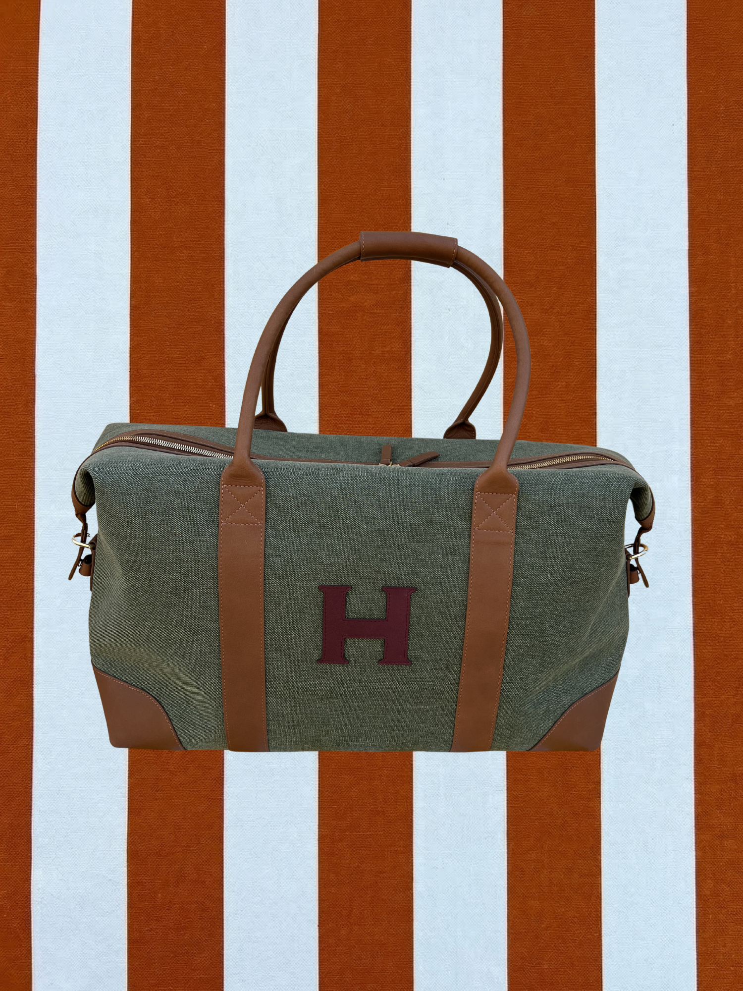 The 'H' Weekend Bag, Khaki & Forest