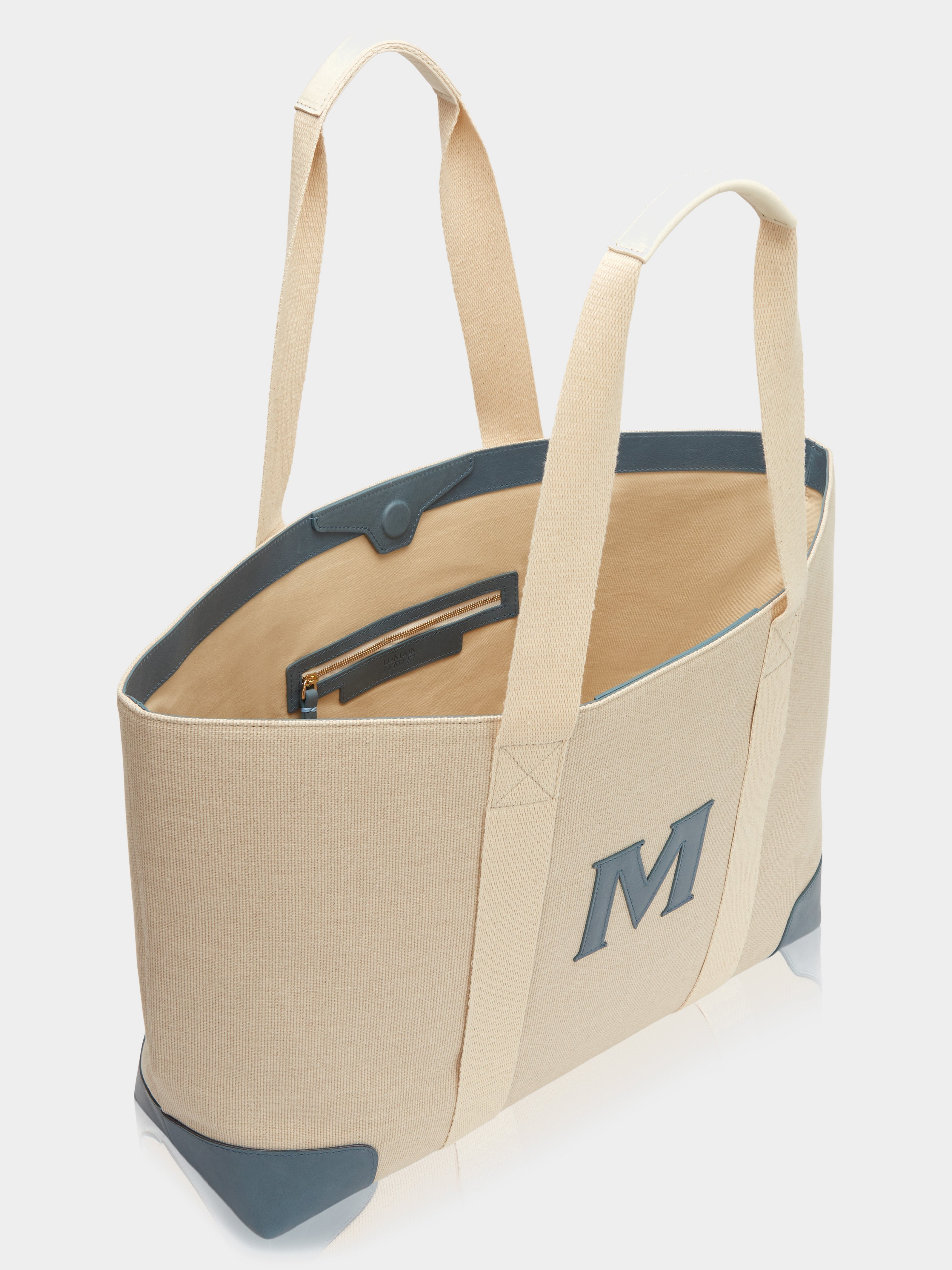 The Classic Beach Bag, Cornflower & Cream