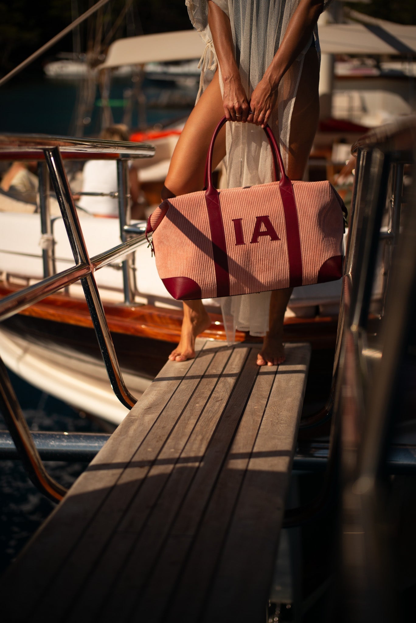 The Corduroy Weekend Bag, Khaki & Claret