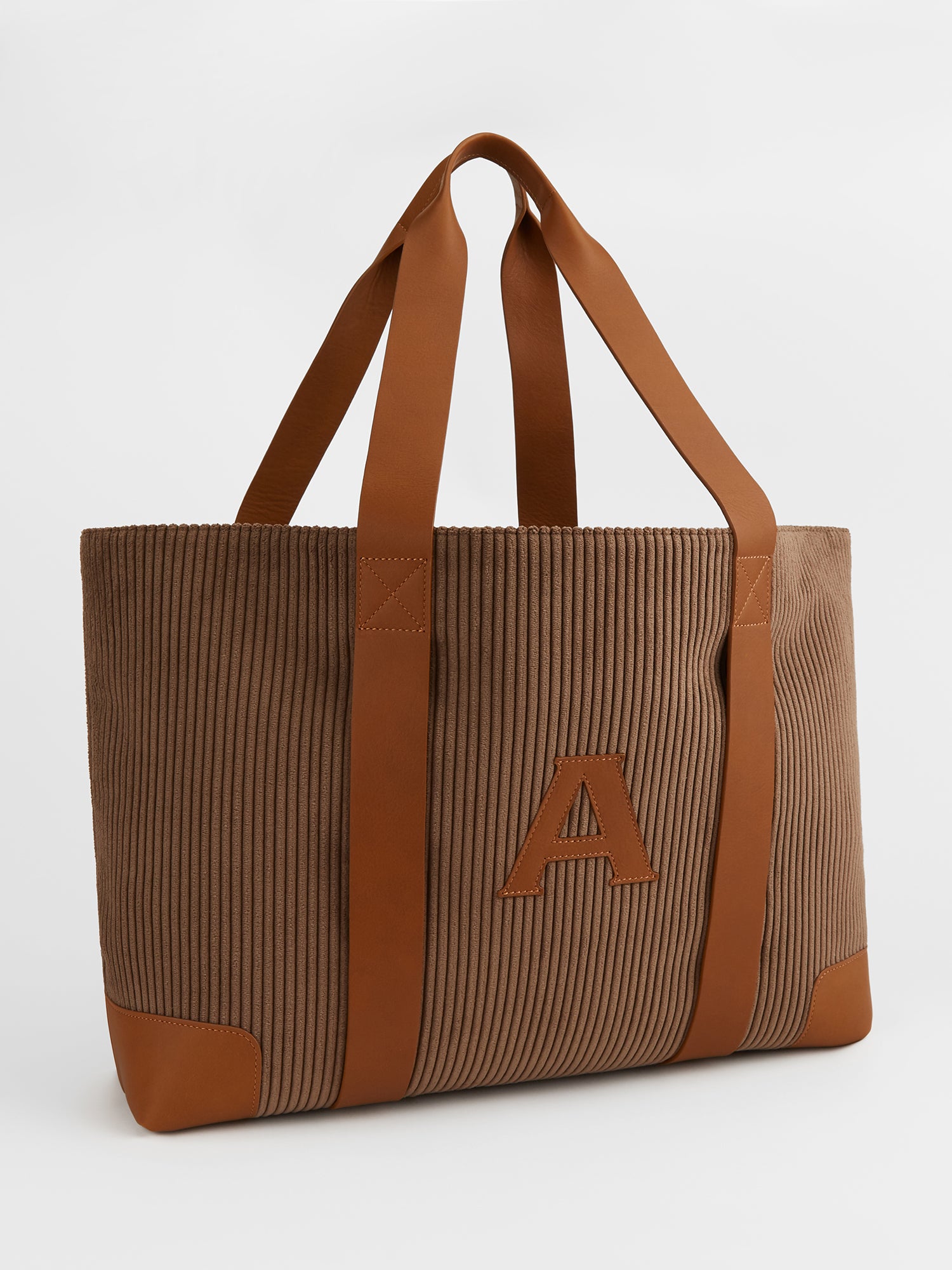 The Oversized Corduroy Tote, Chocolate & Tan