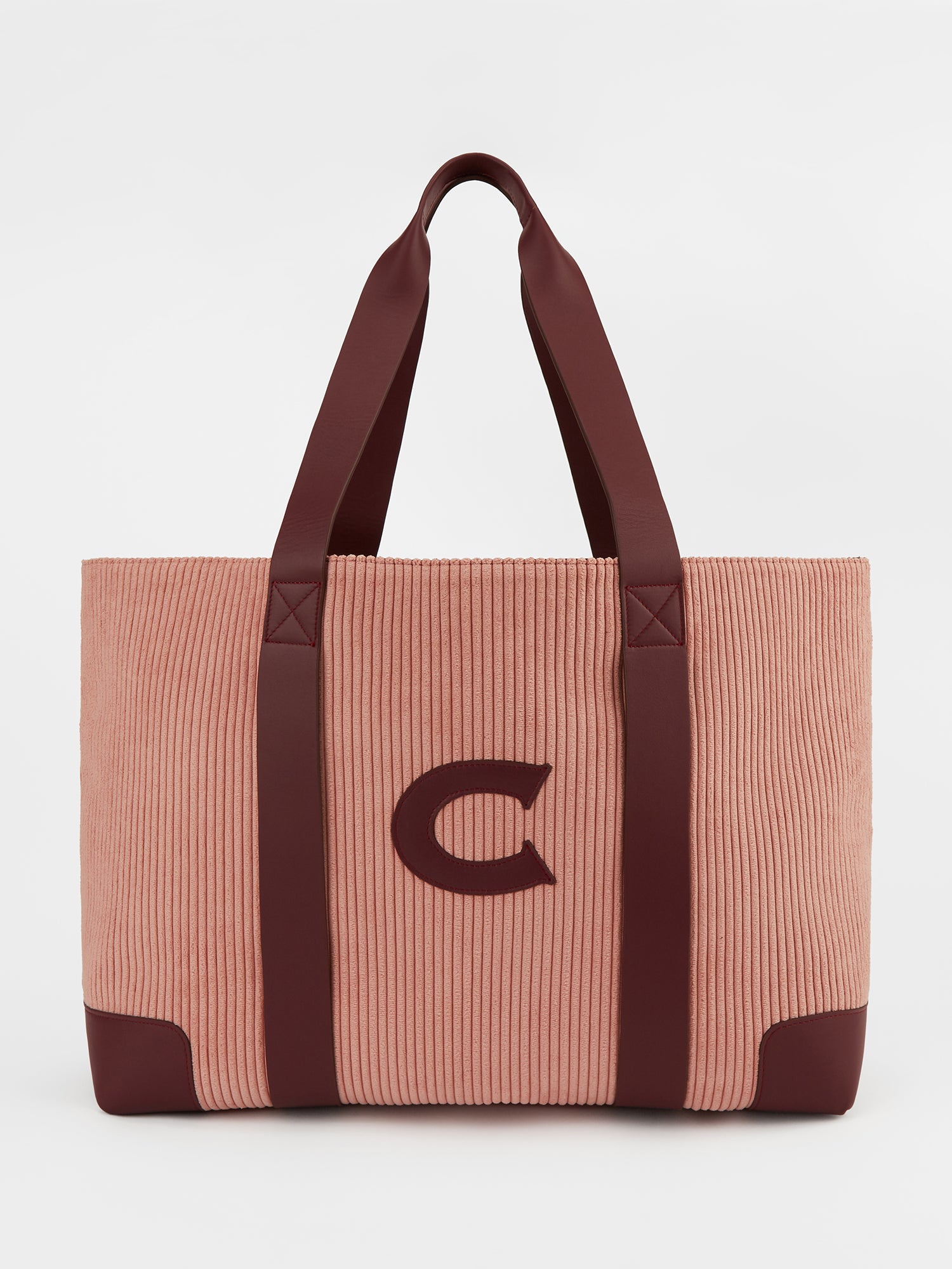 The Oversized Corduroy Tote Bag, Dusty Pink & Claret