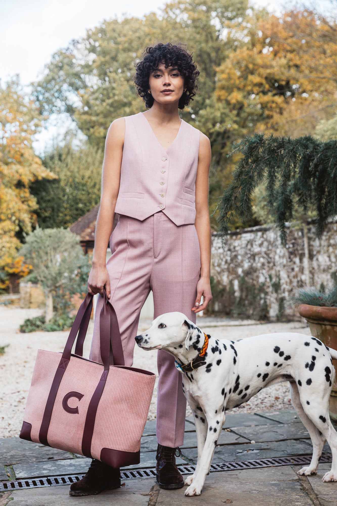 The Oversized Corduroy Tote Bag, Dusty Pink & Claret