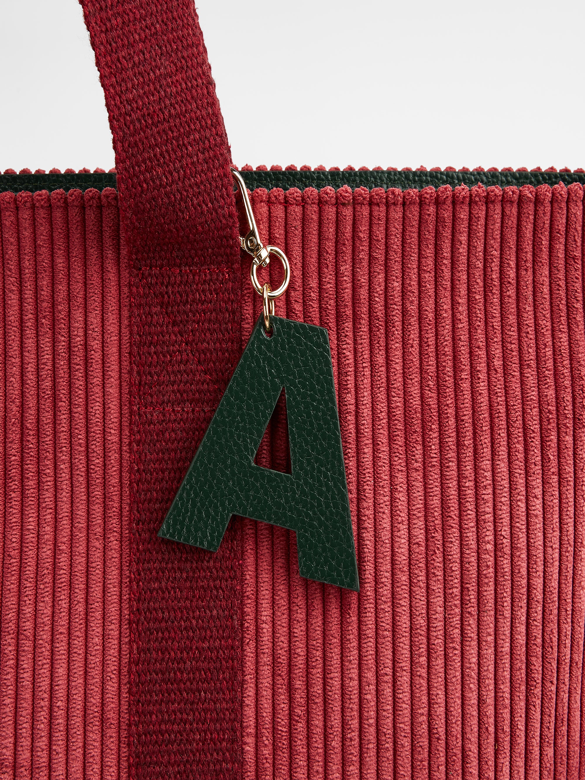 The Letter Charm, Dark Green & Raspberry