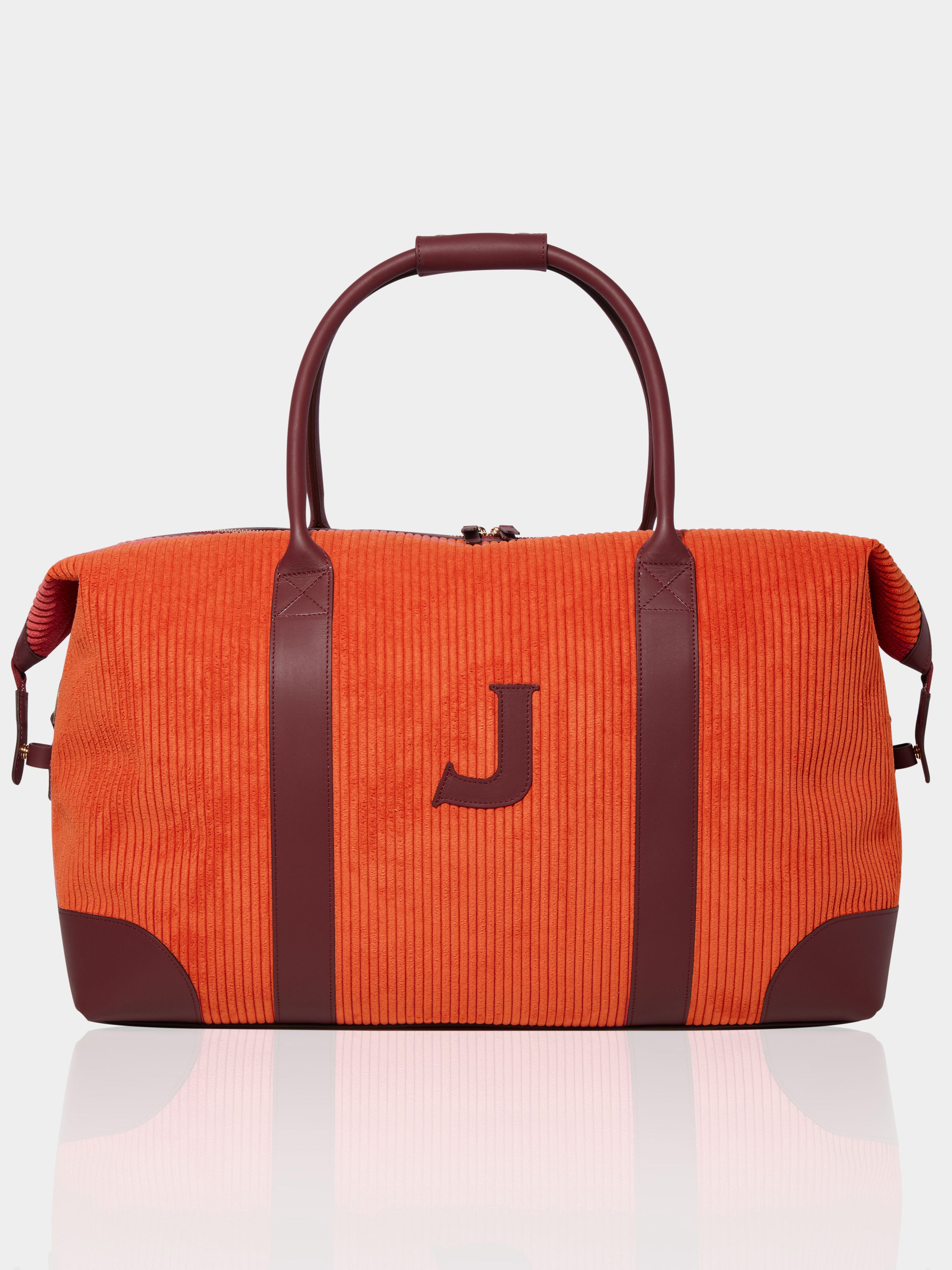 The Corduroy Weekend Bag, Pumpkin & Claret
