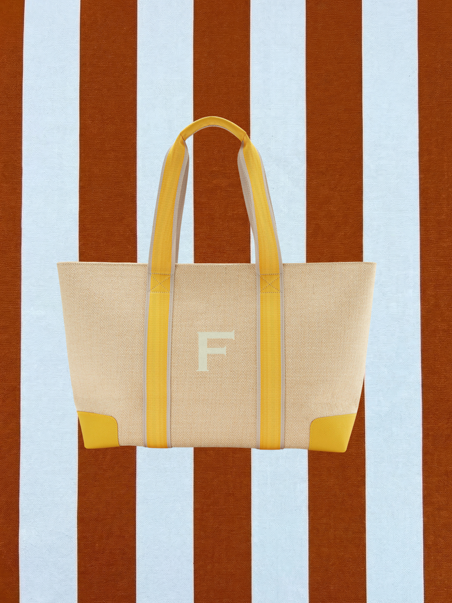 Letter 'F' The Luxe Beach Bag, Sunshine Yellow