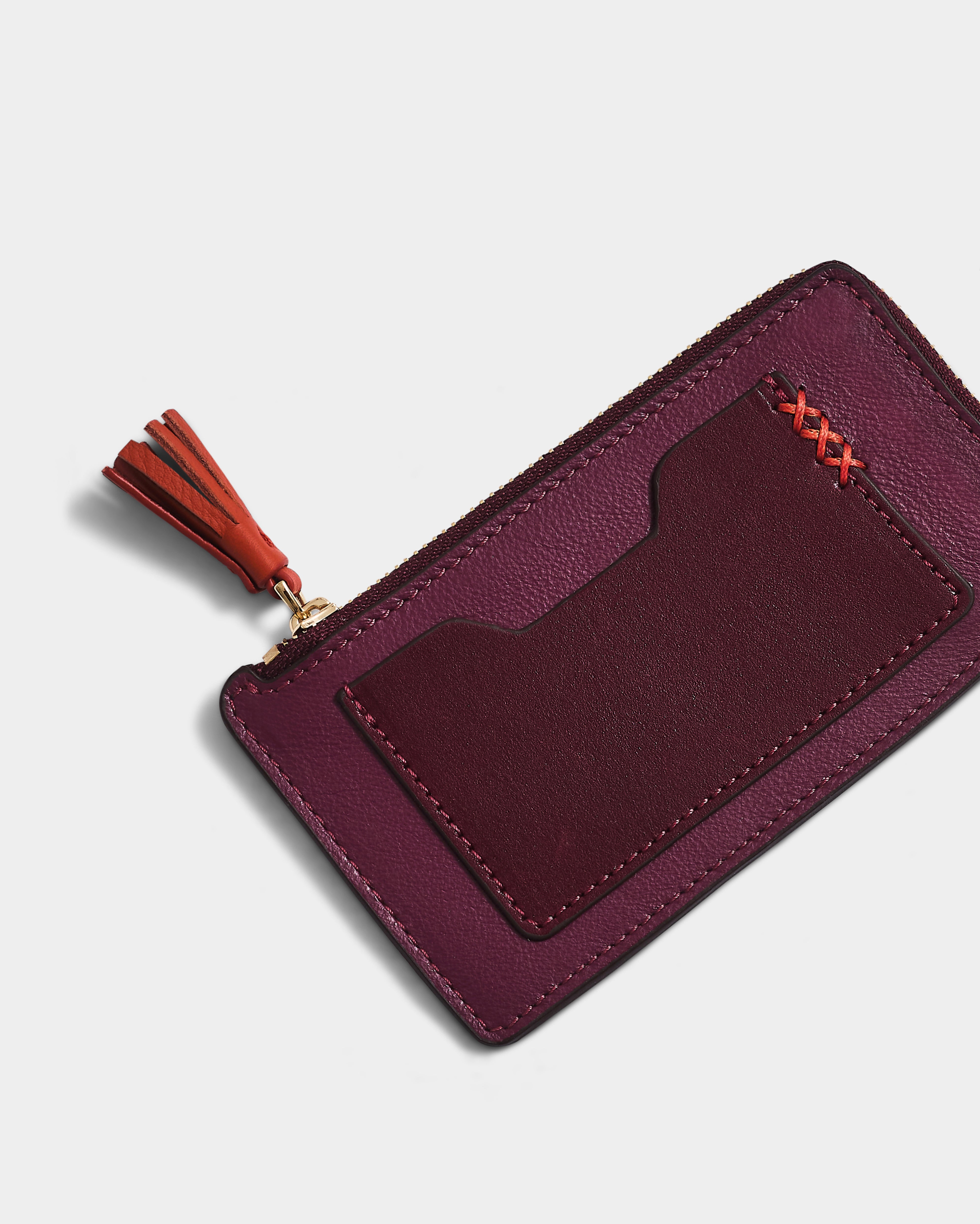 The Zip Card Case, Burgundy