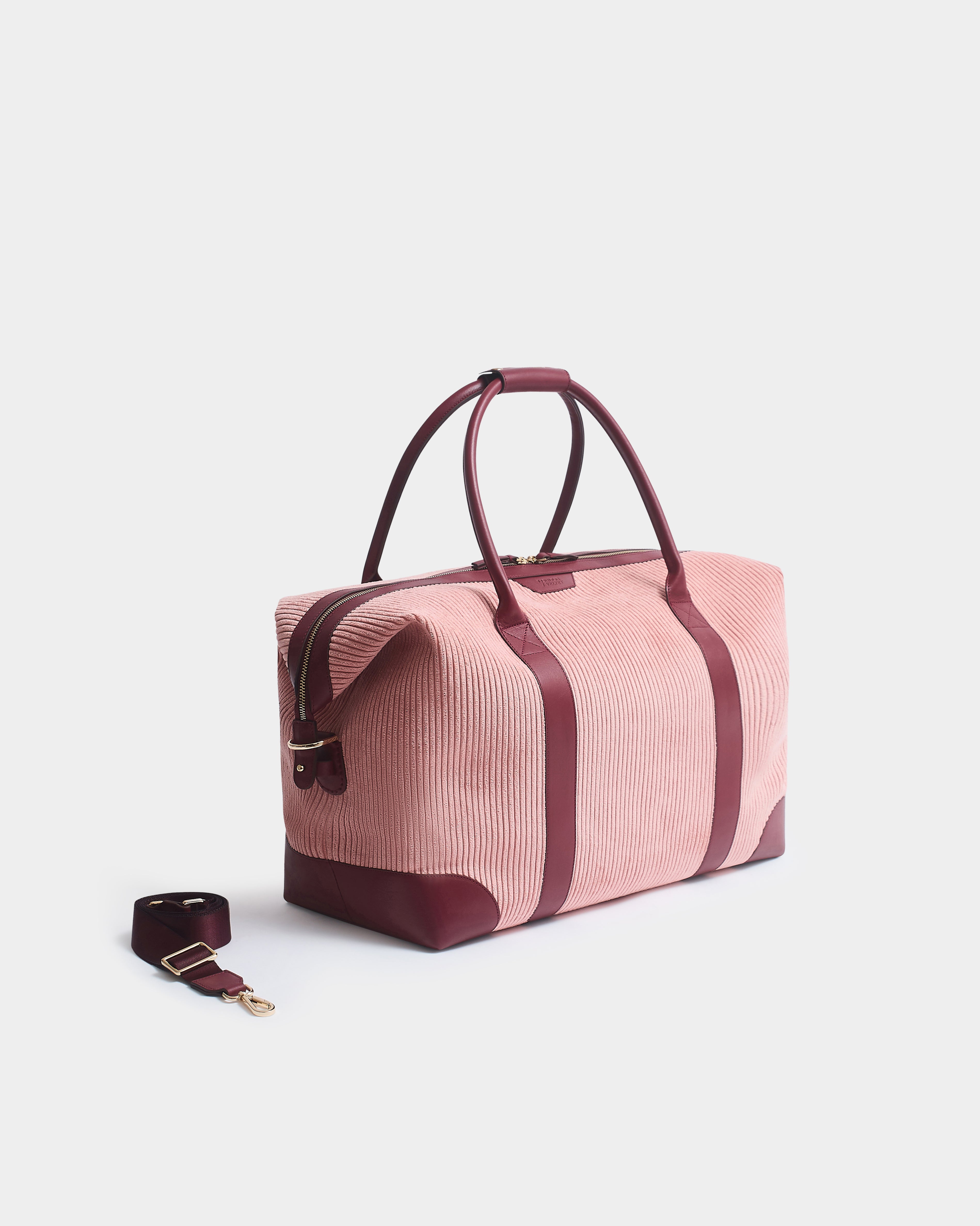 The Corduroy Weekend Bag, Dusty Pink & Claret