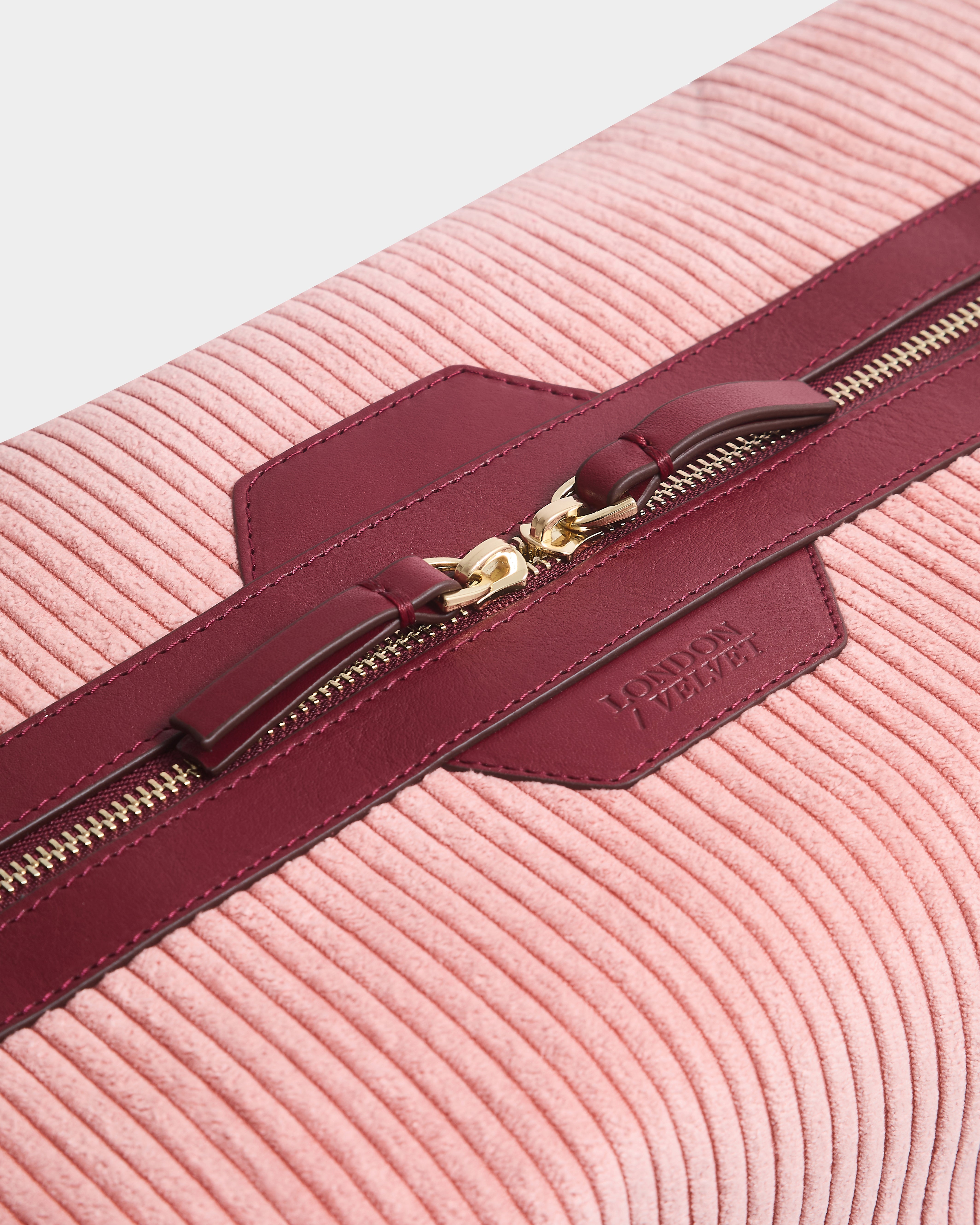 The Corduroy Weekend Bag, Dusty Pink & Claret