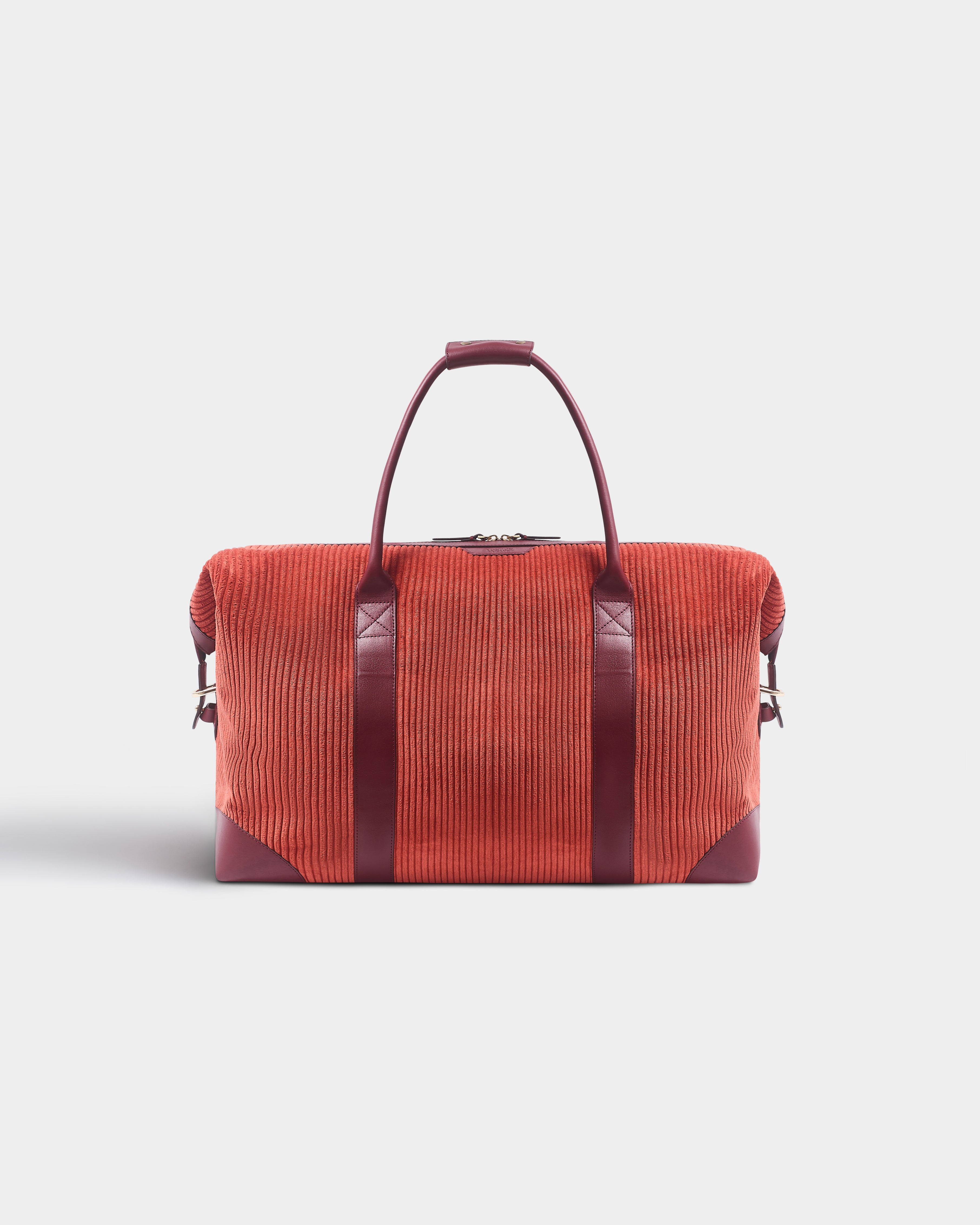 The Corduroy Weekend Bag, Pumpkin & Claret