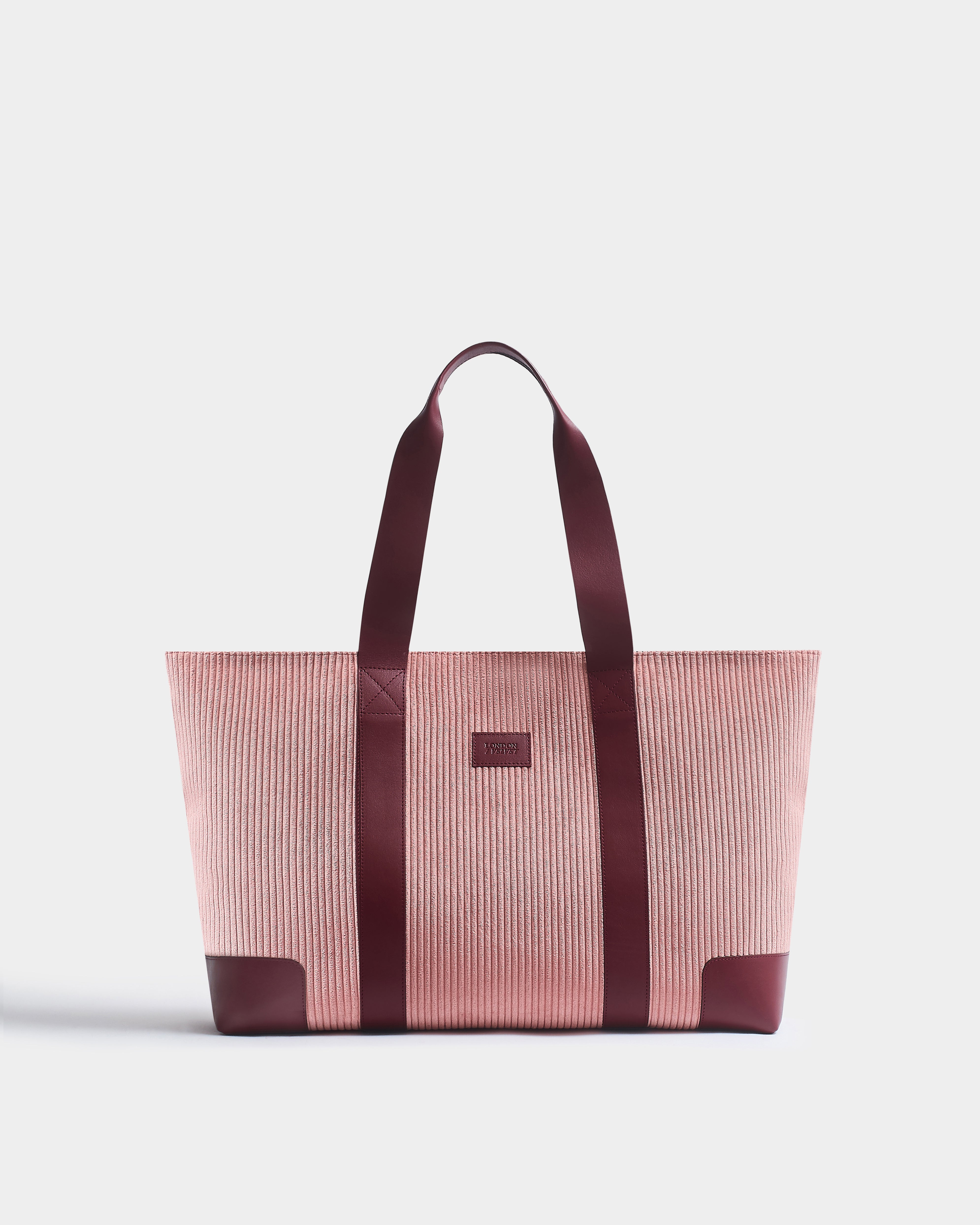 The Oversized Corduroy Tote Bag, Dusty Pink & Claret