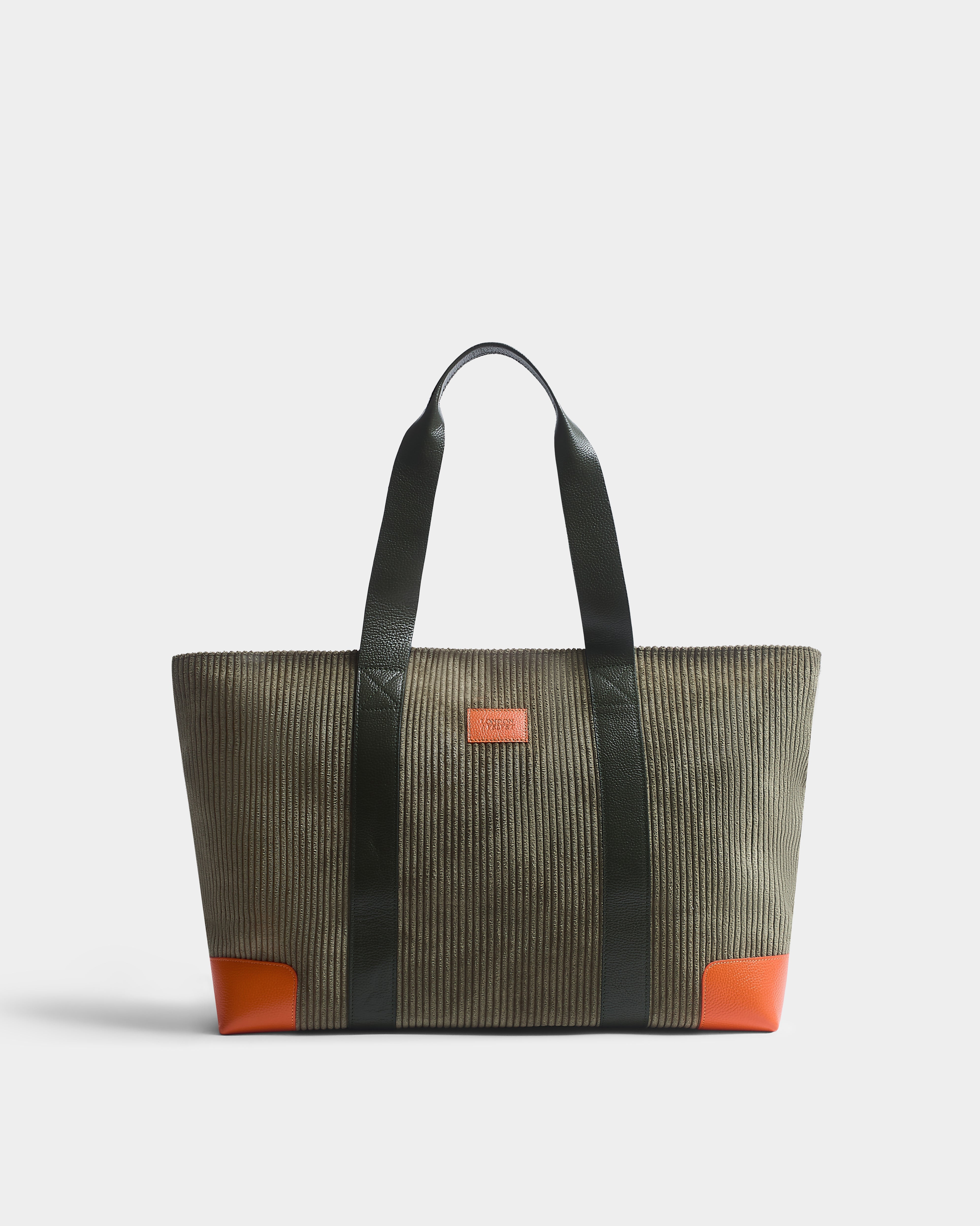 The Oversized Corduroy Tote Bag, Khaki & Autumn