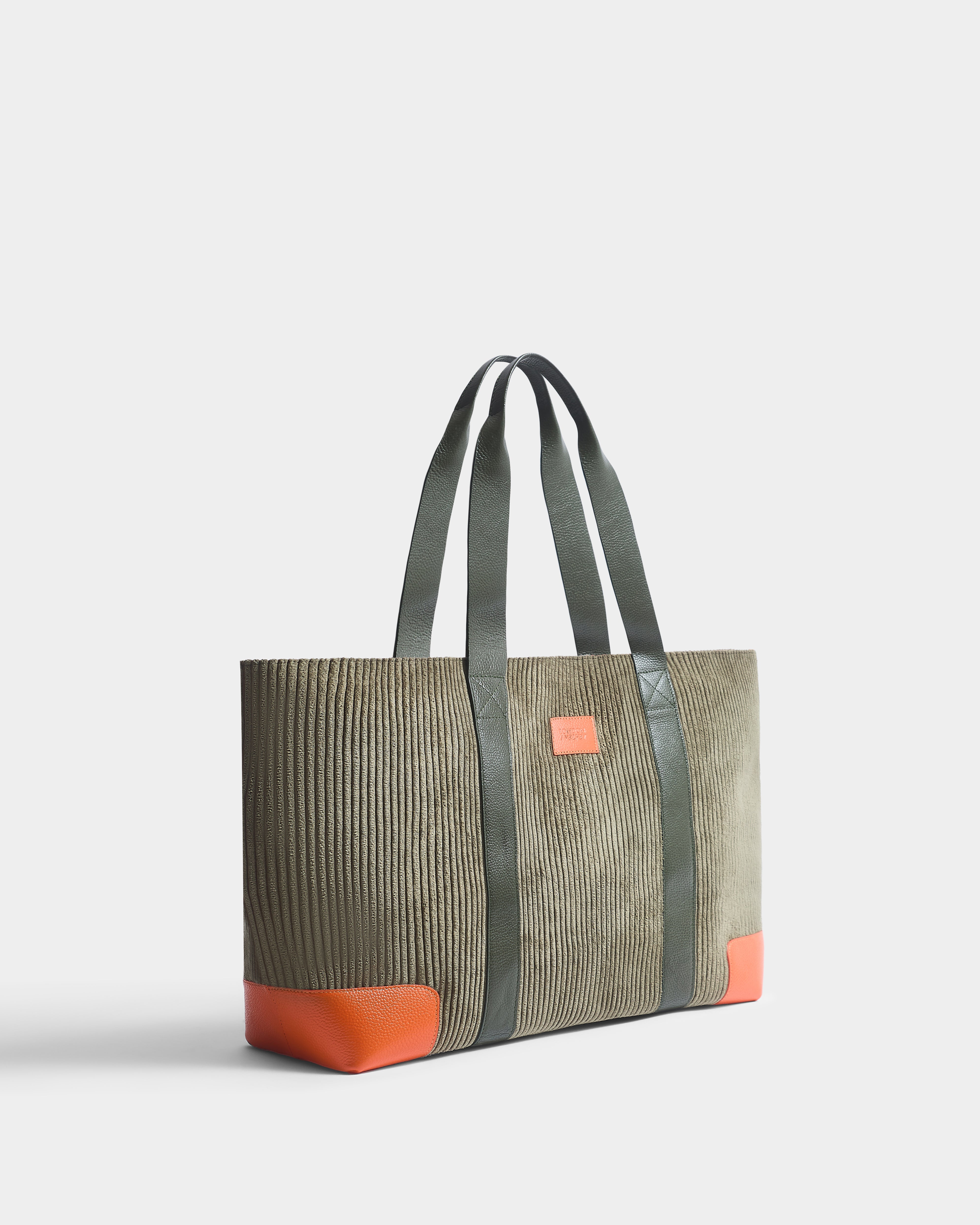 The Oversized Corduroy Tote Bag, Khaki & Autumn