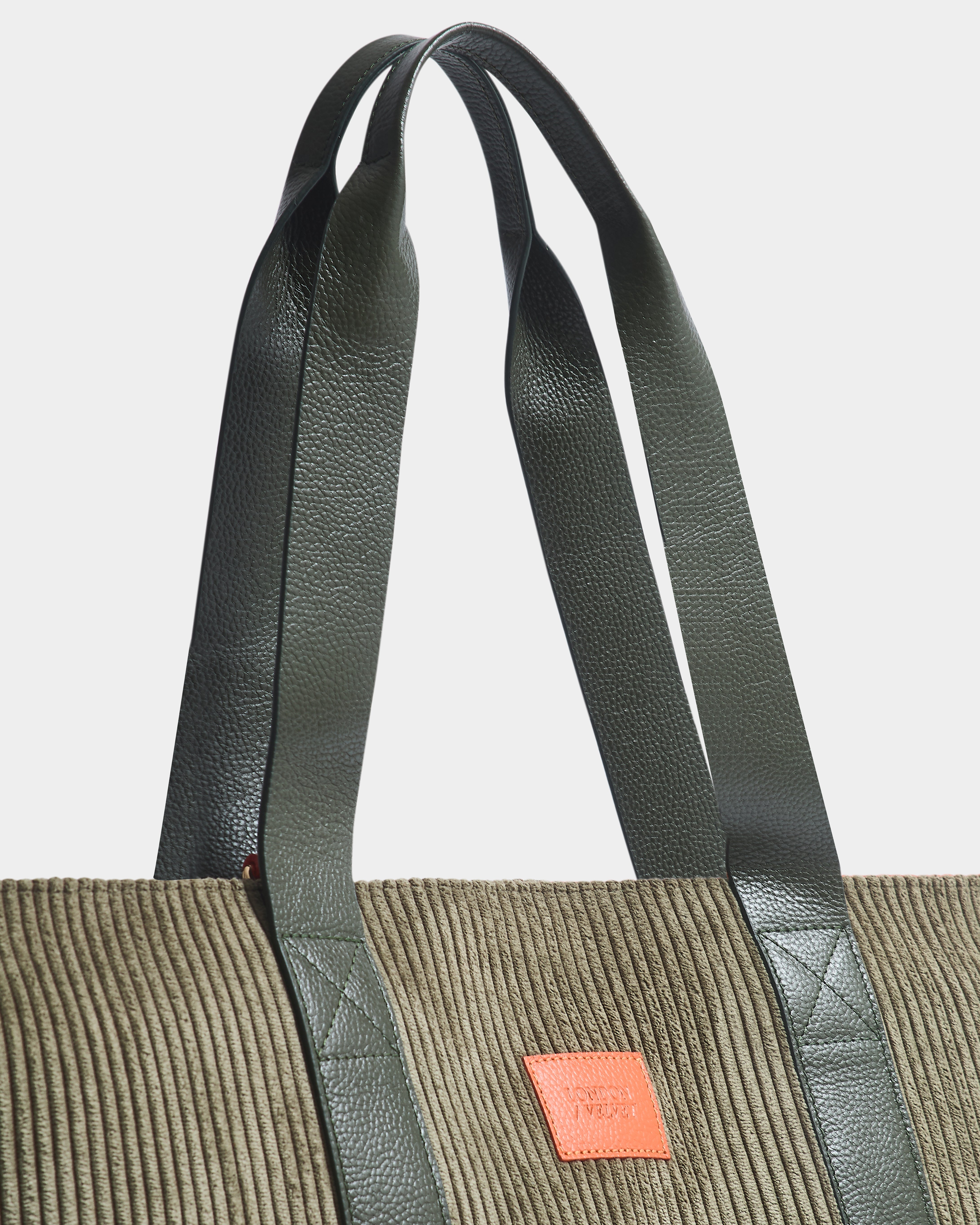 The Oversized Corduroy Tote Bag, Khaki & Autumn