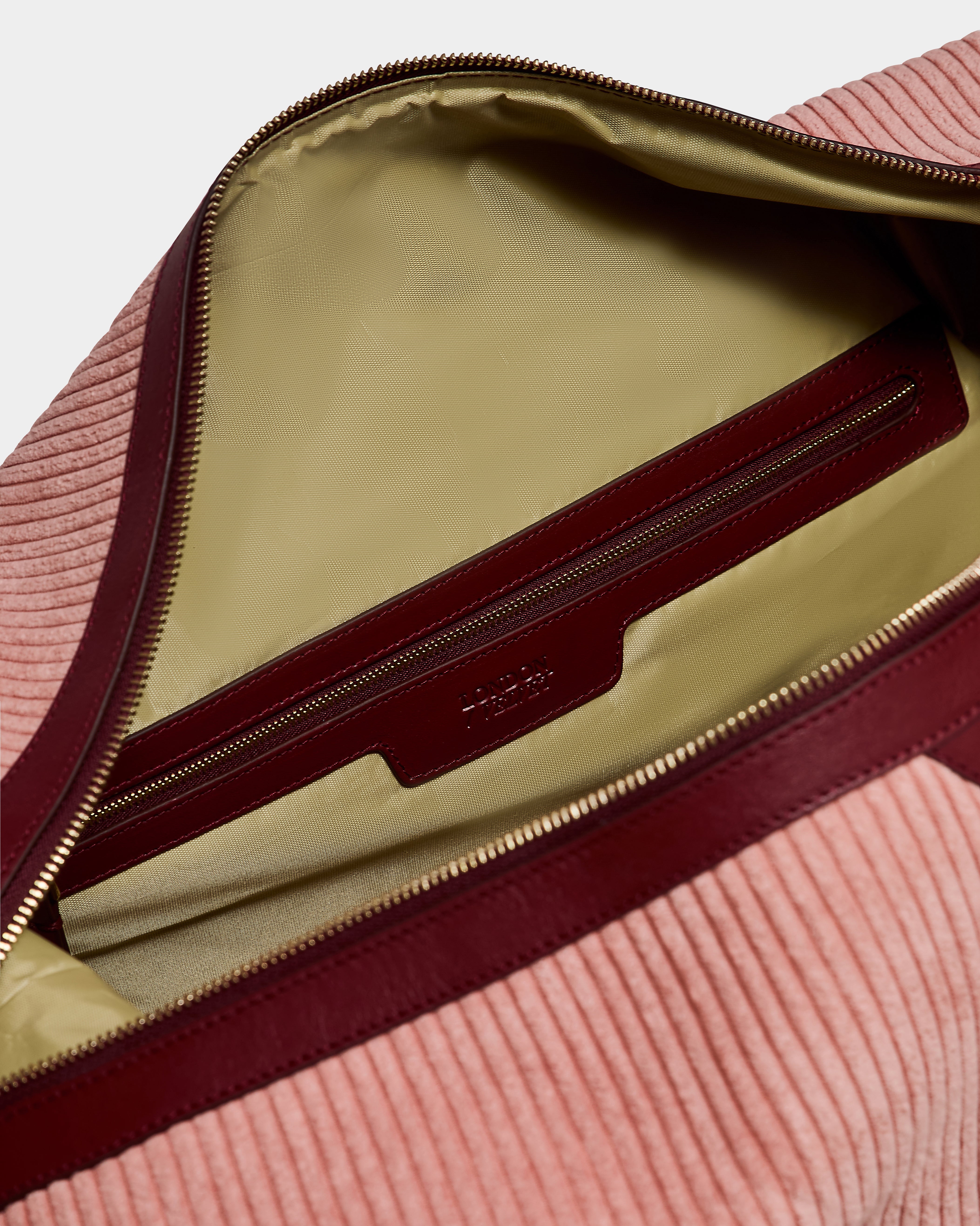 The Corduroy Weekend Bag, Dusty Pink & Claret