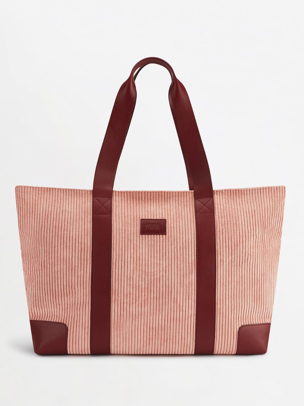 The Oversized Corduroy Tote Bag, Dusty Pink & Claret