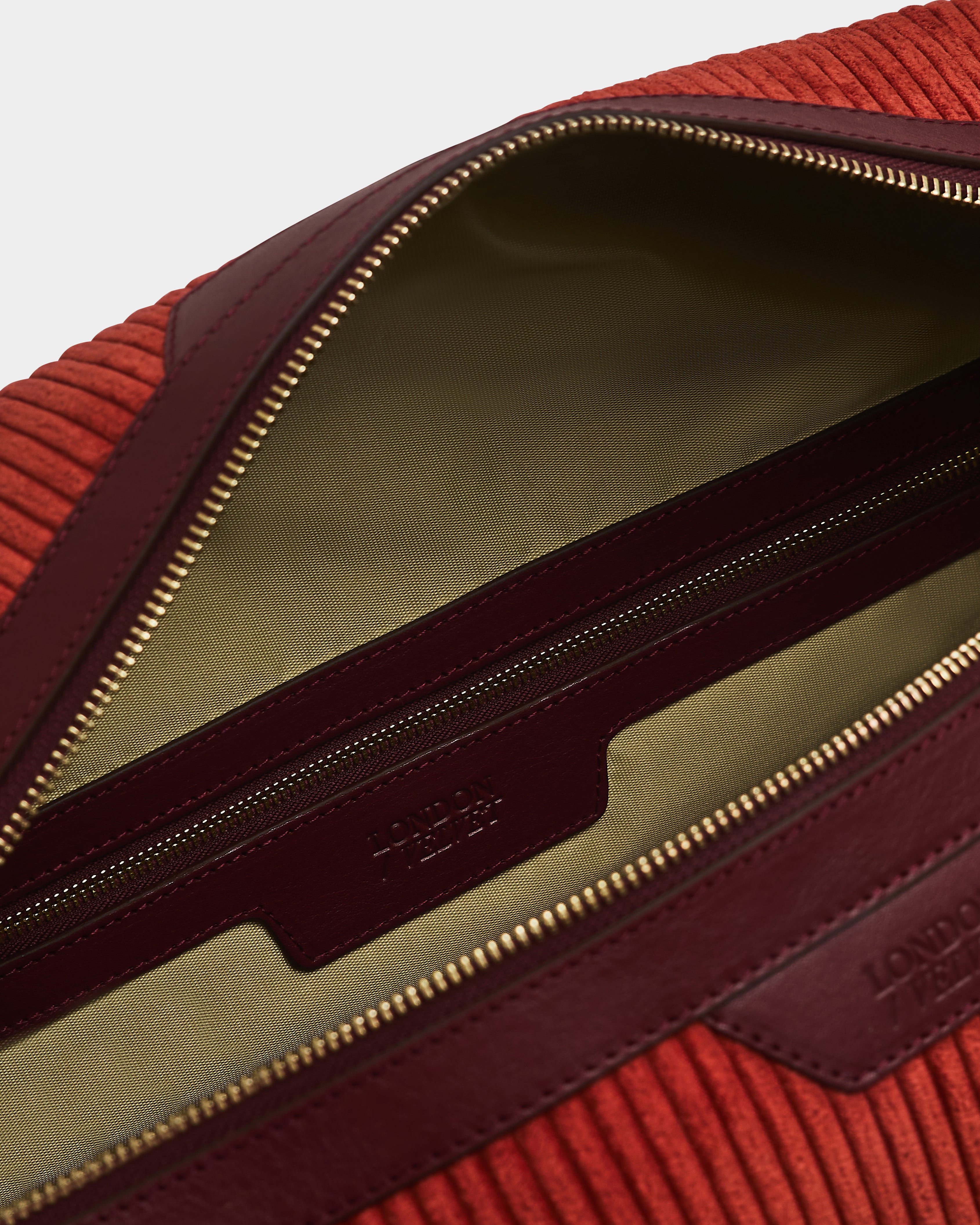The Corduroy Weekend Bag, Pumpkin & Claret