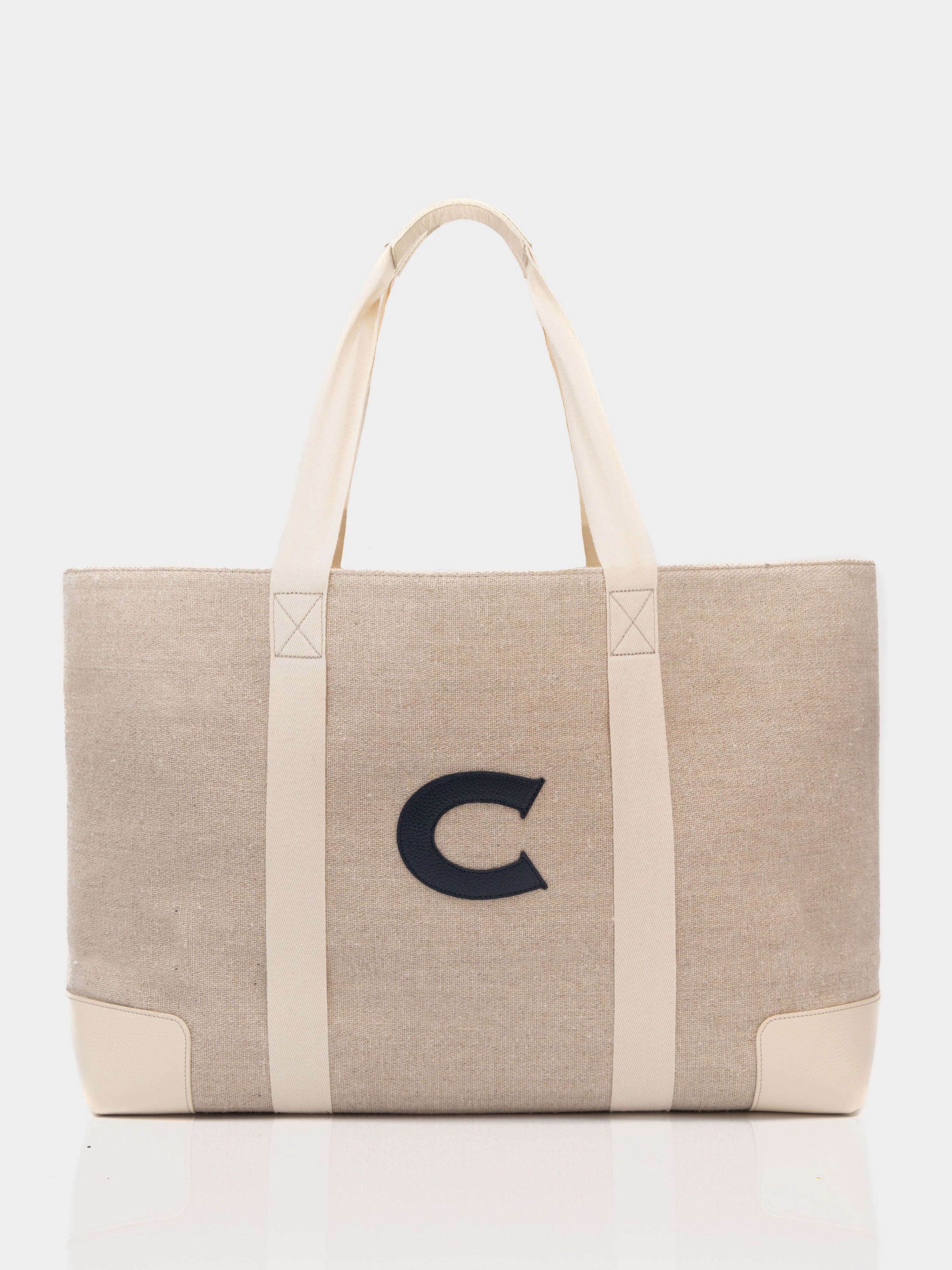 The Classic Beach Bag, Cream & Navy