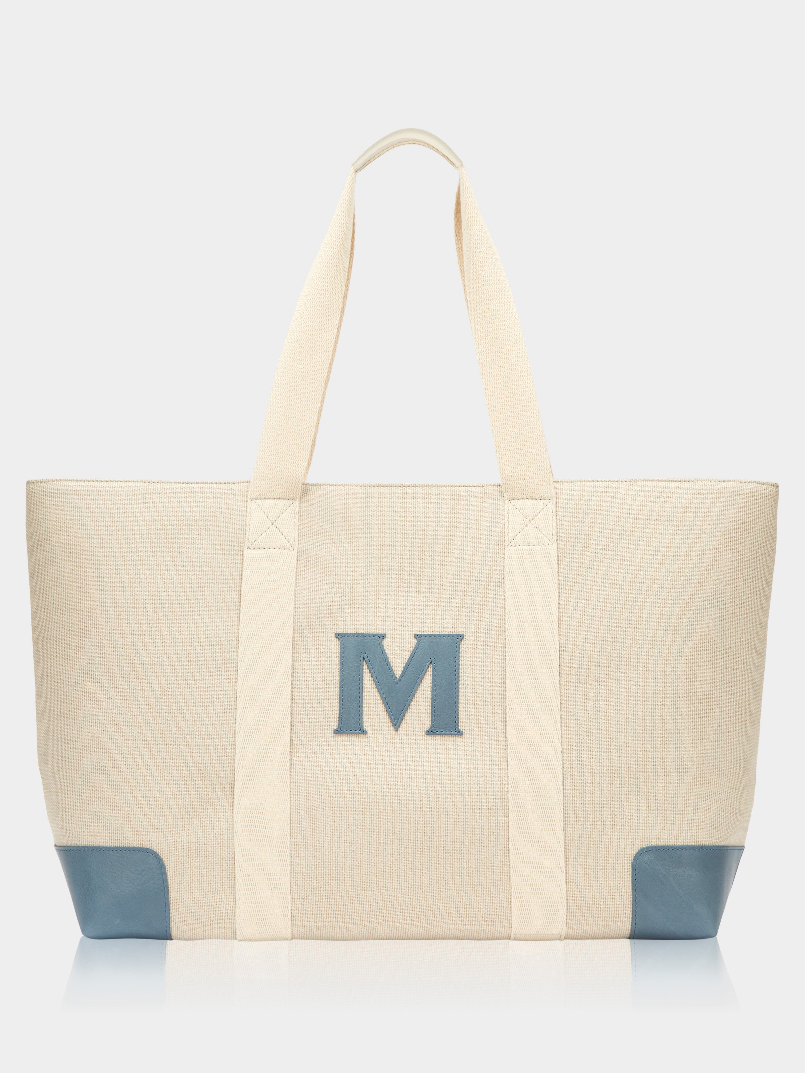 The Classic Beach Bag, Cornflower & Cream