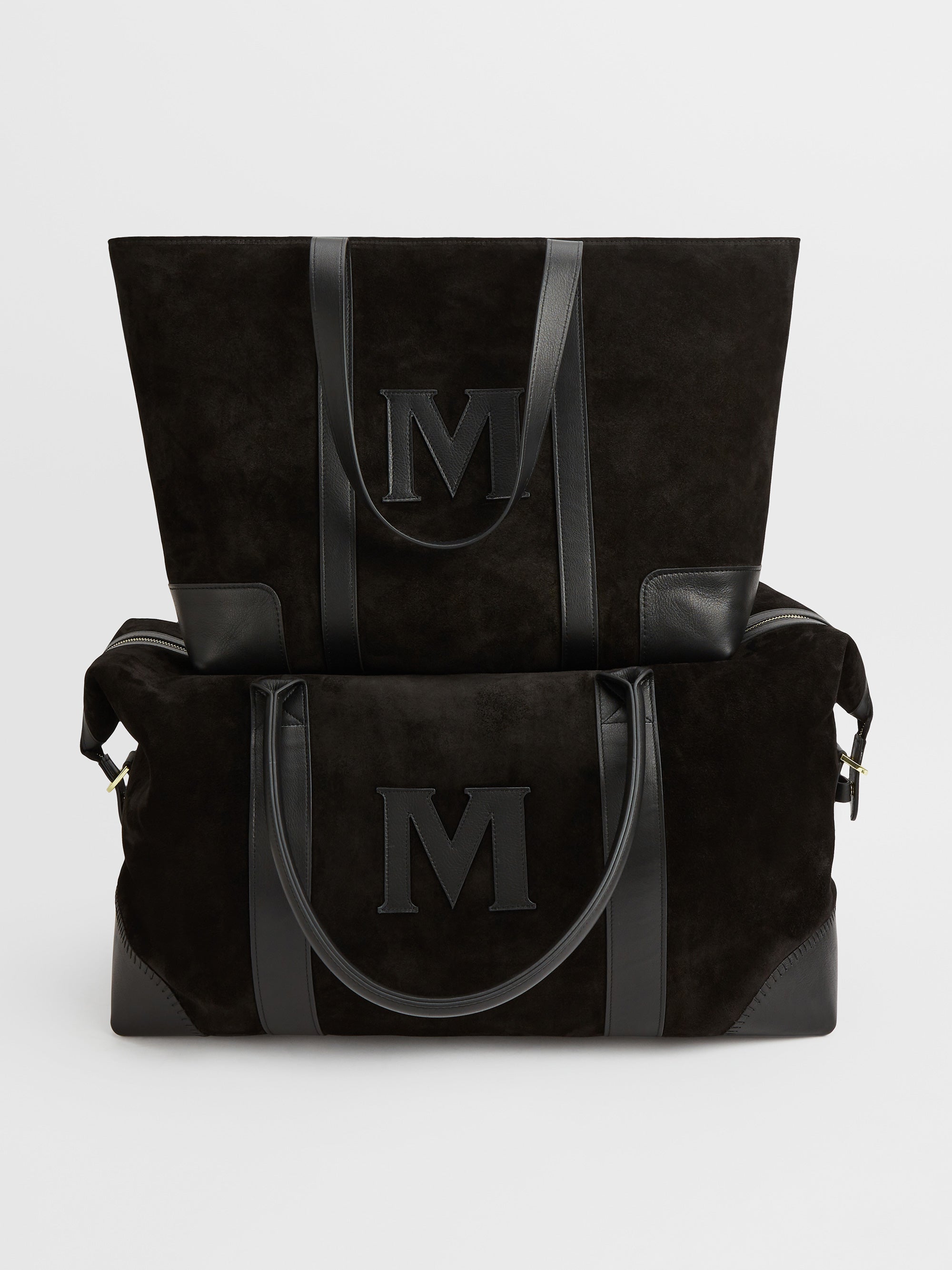 Letter 'M' The Suede Weekender: Black