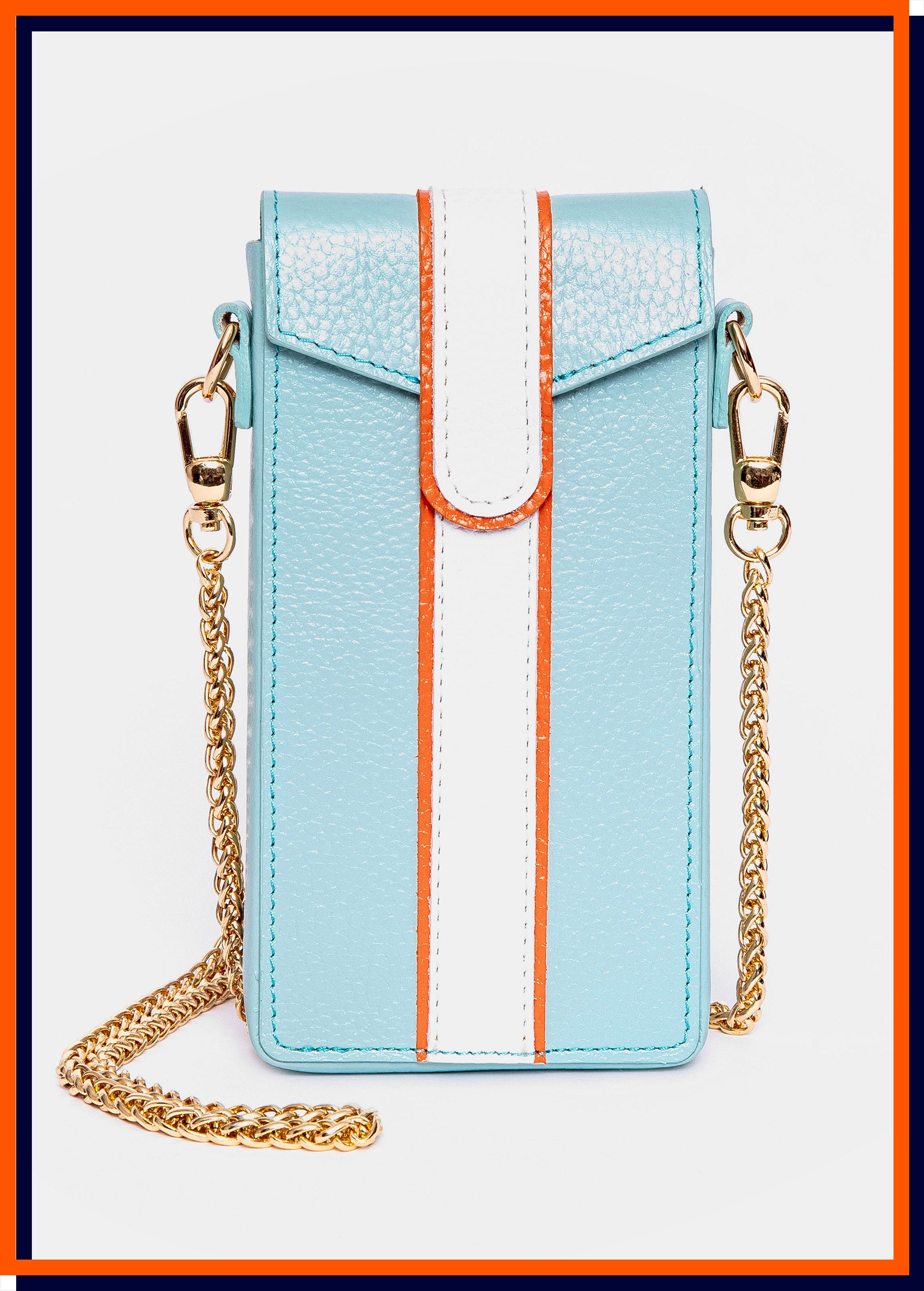 The Phone Pouch, Baby Blue & Orange