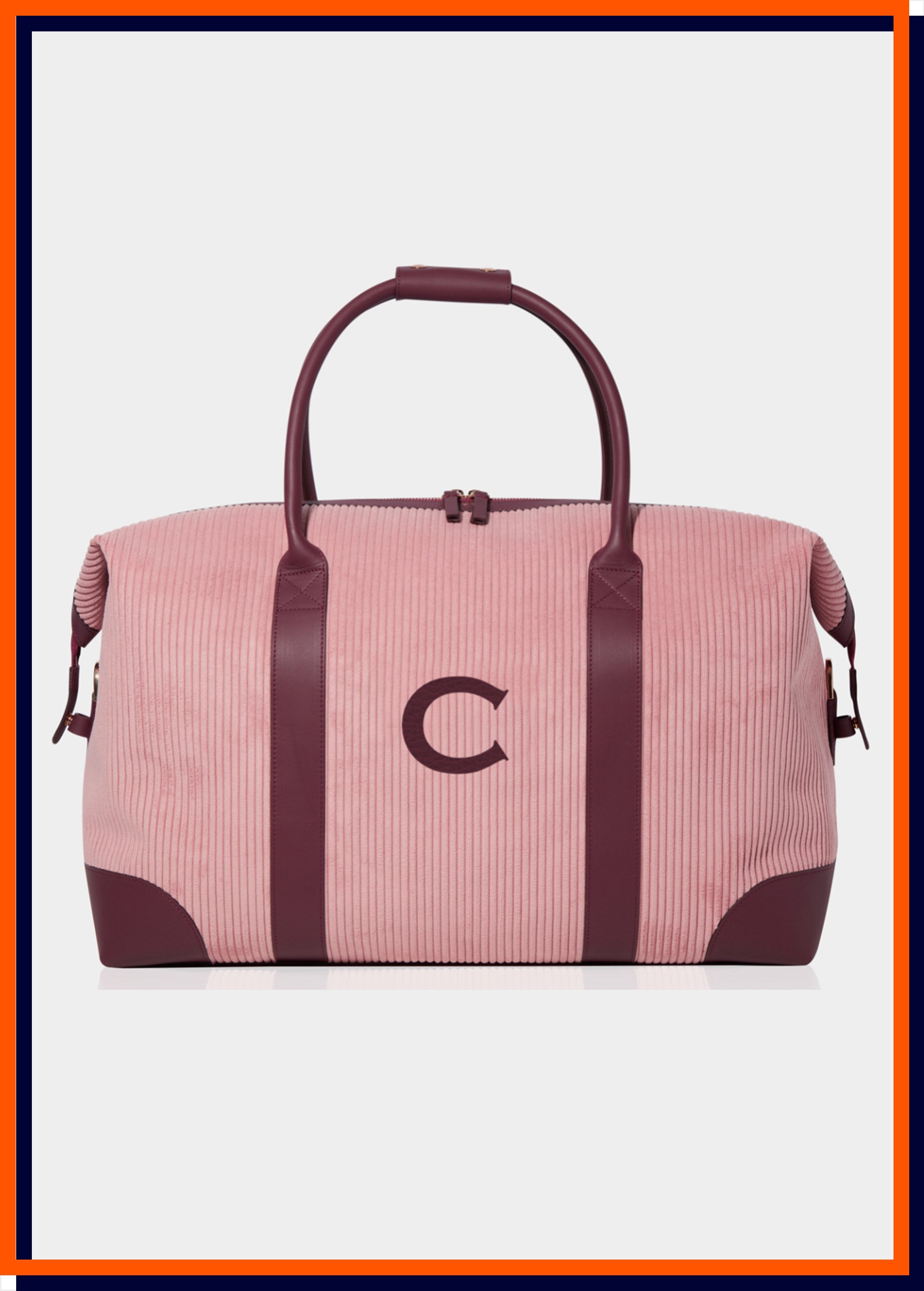 Letter 'C' - Corduroy Weekend Bag, Dusty Pink & Claret