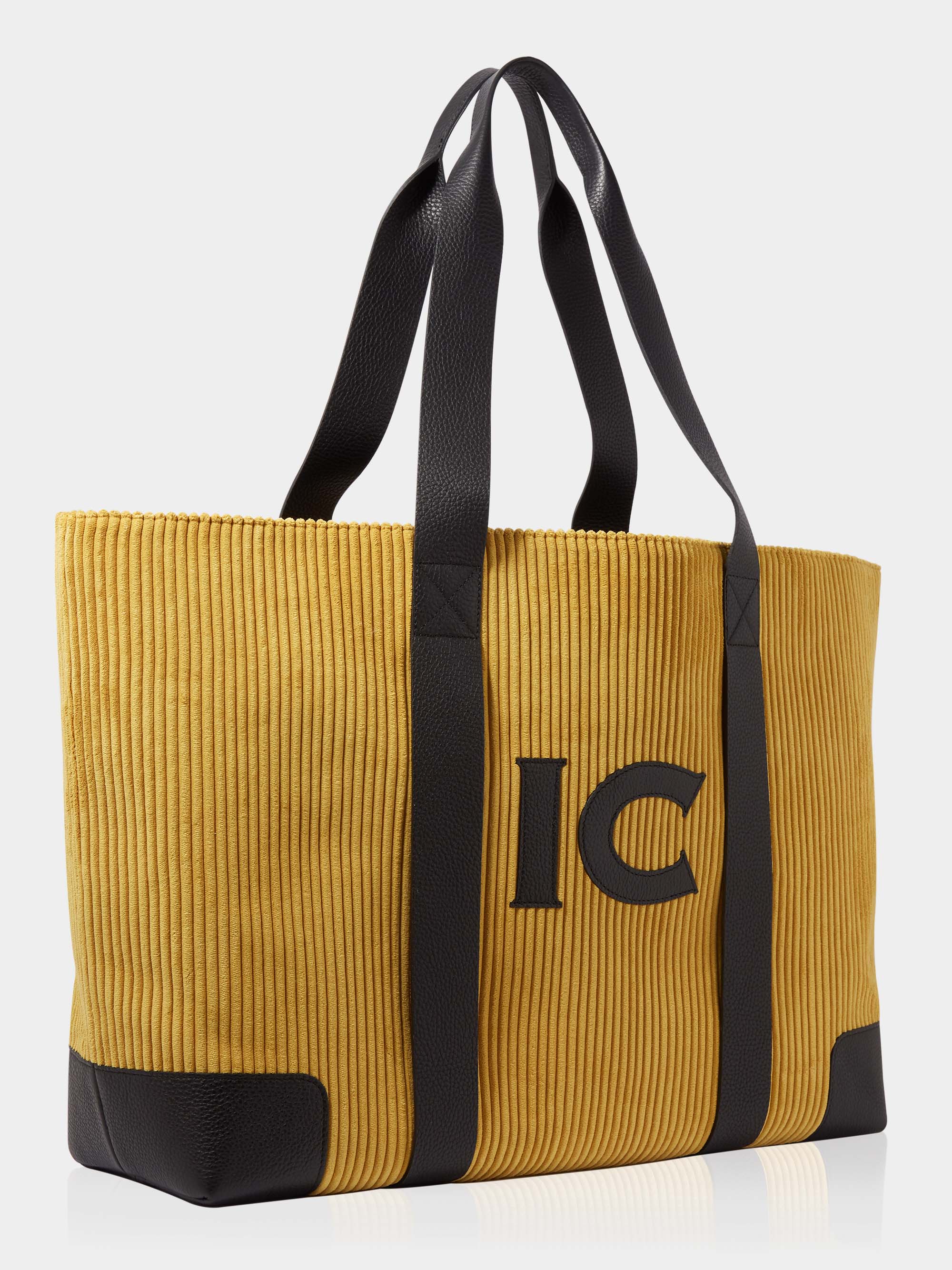 The Oversized Corduroy Tote Bag, Mustard & Black