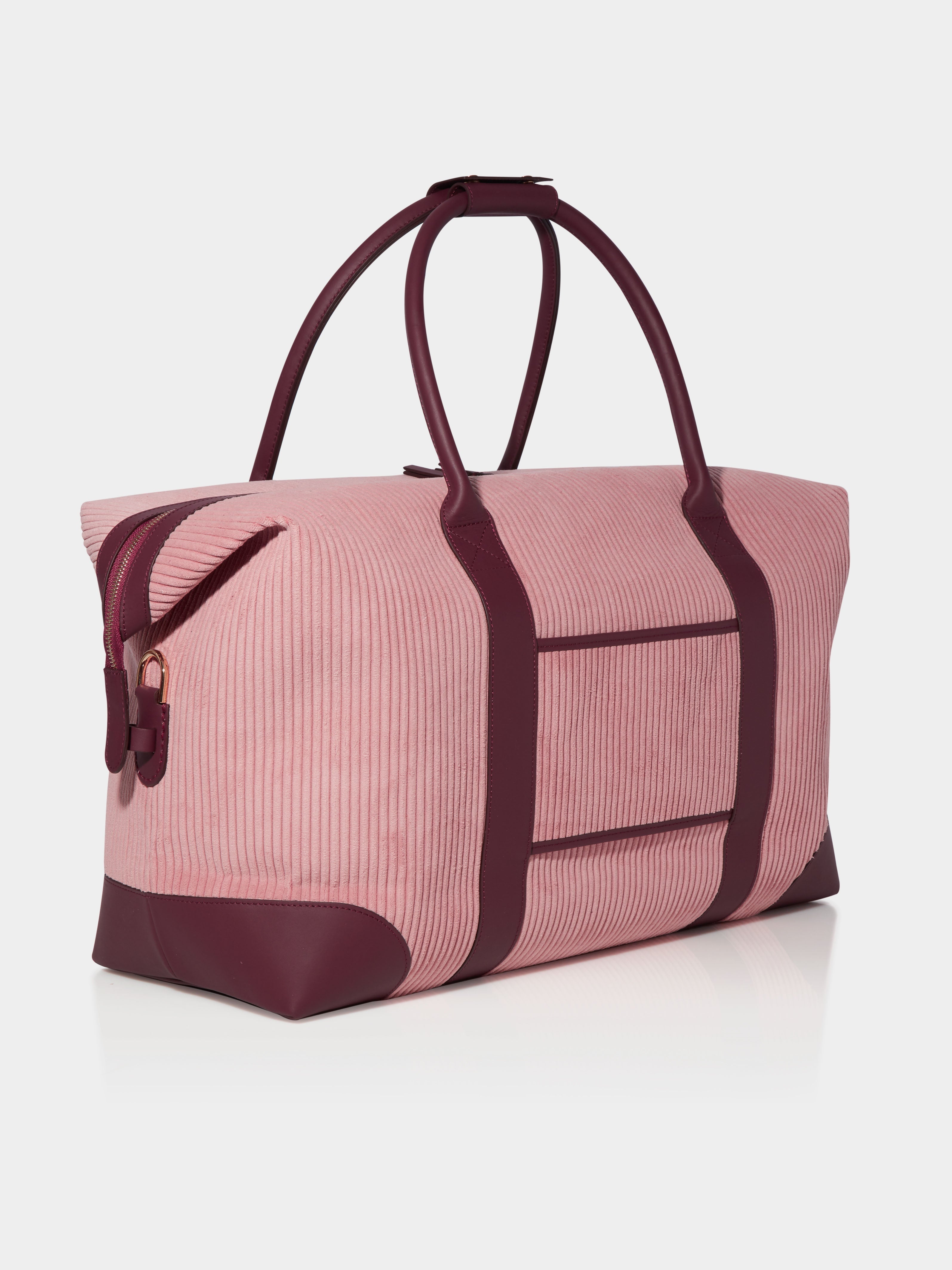 Letter 'C' - Corduroy Weekend Bag, Dusty Pink & Claret