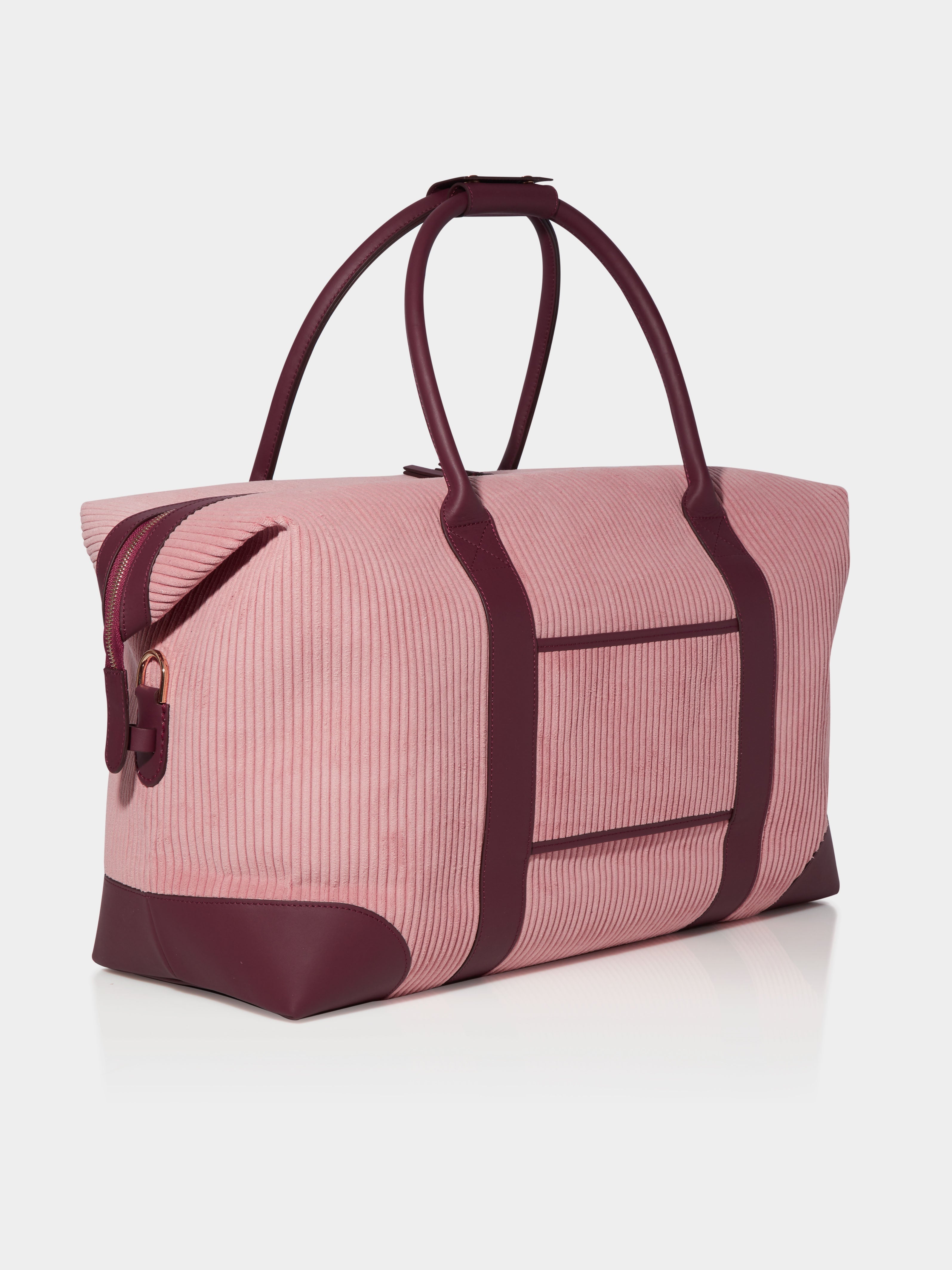 The Corduroy Weekend Bag, Dusty Pink & Claret