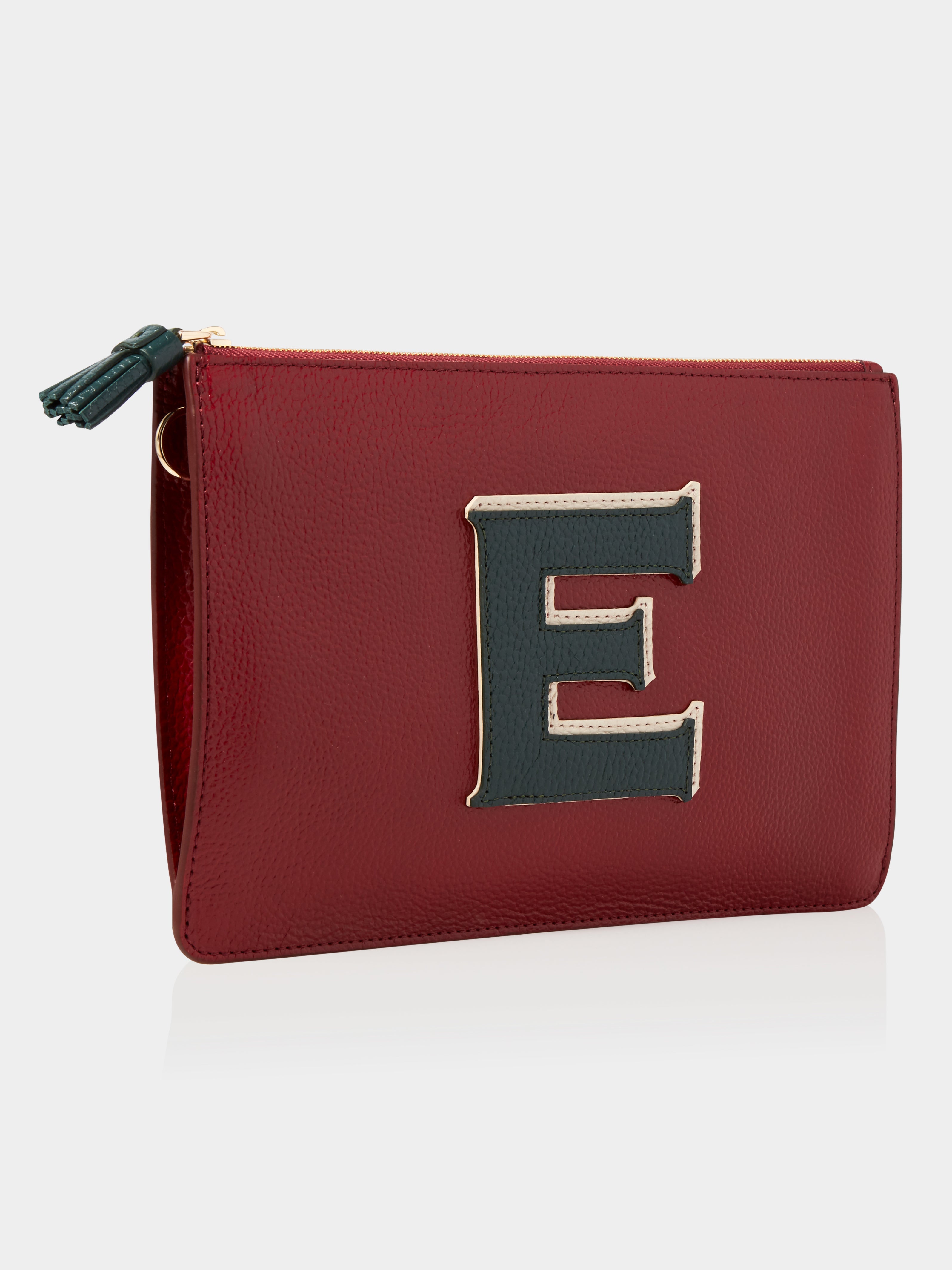 The Alphabet Clutch, Burgundy & Racing Green