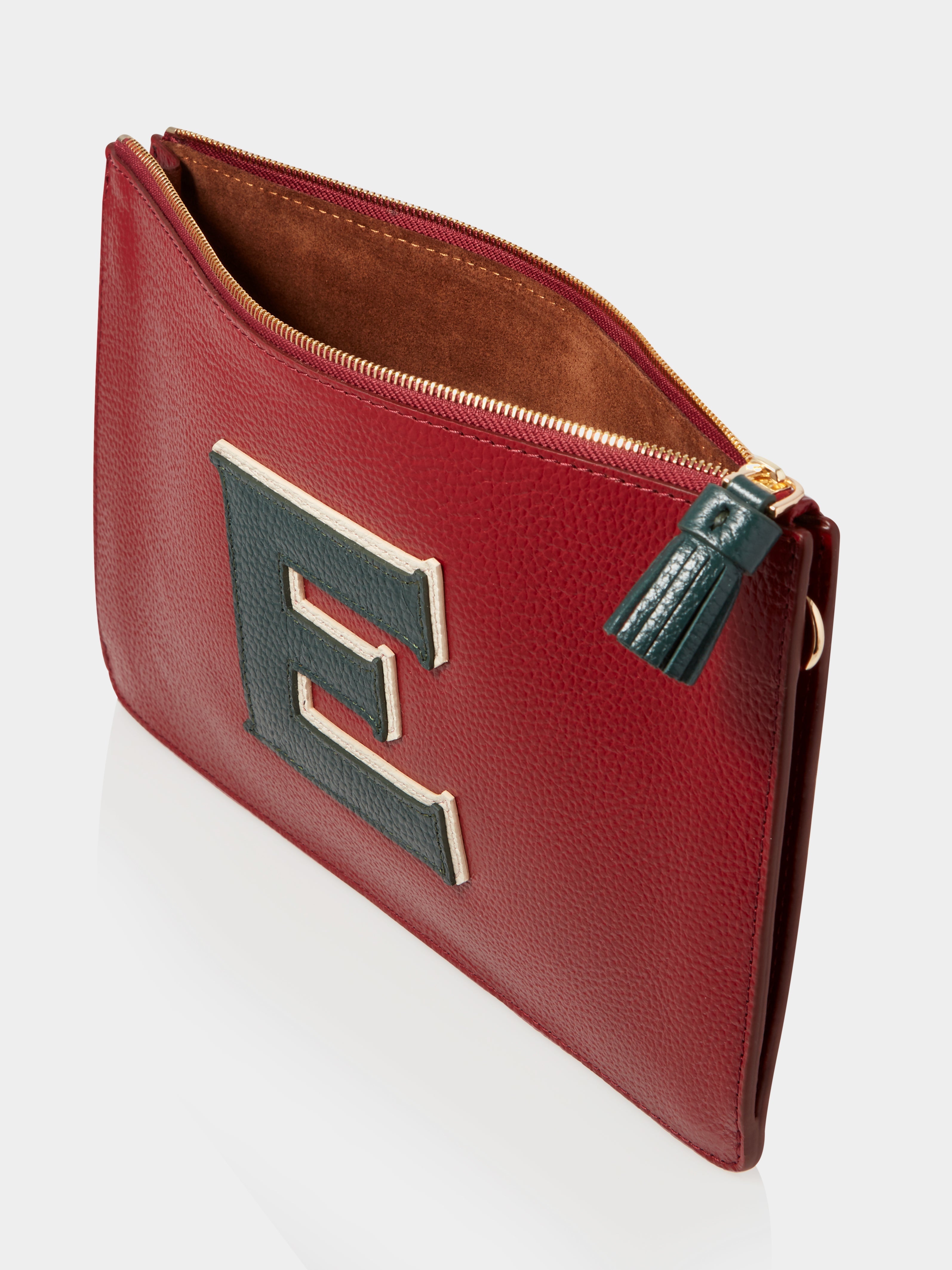 The Alphabet Clutch, Burgundy & Racing Green