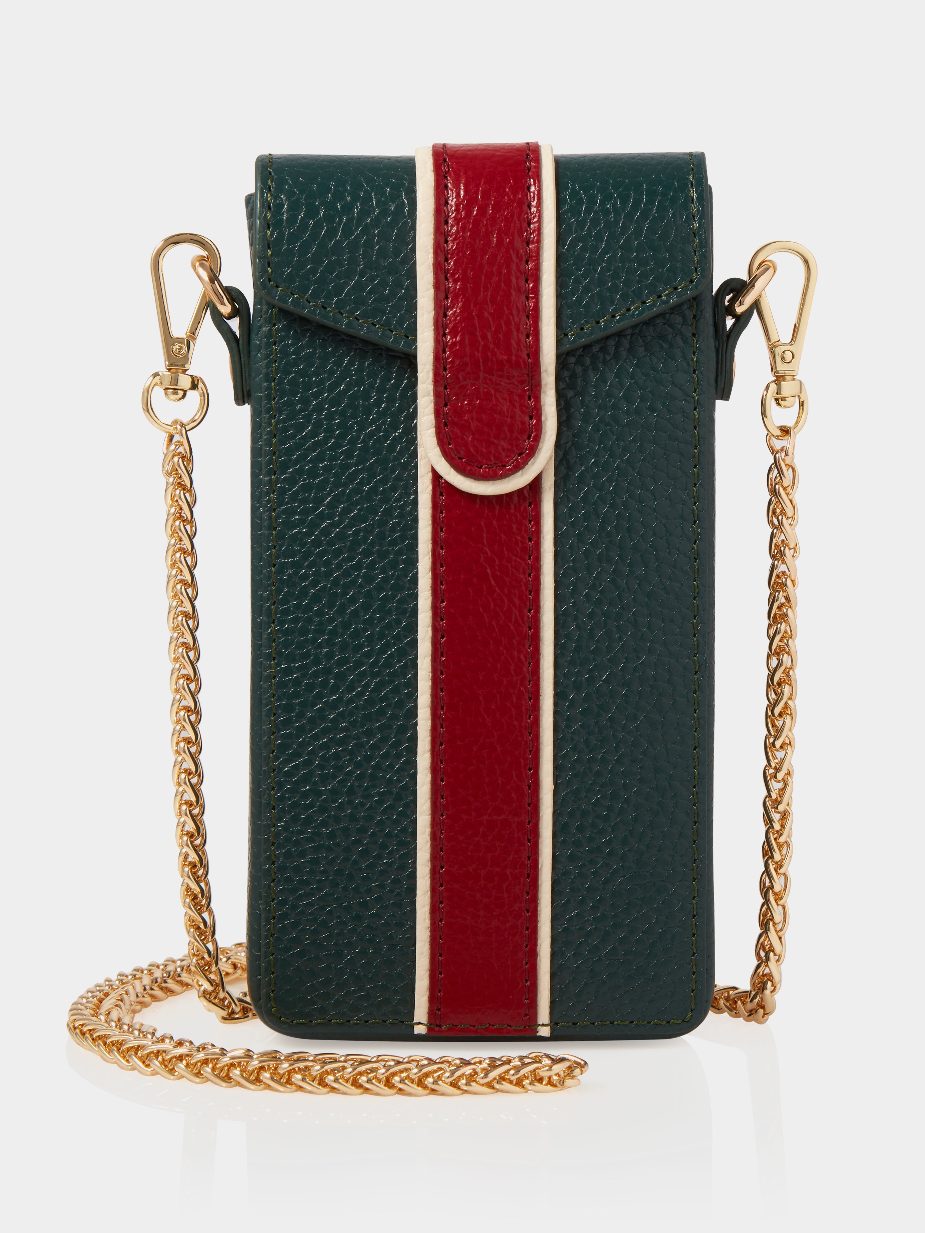 The Phone Pouch, Dark Green & Burgundy