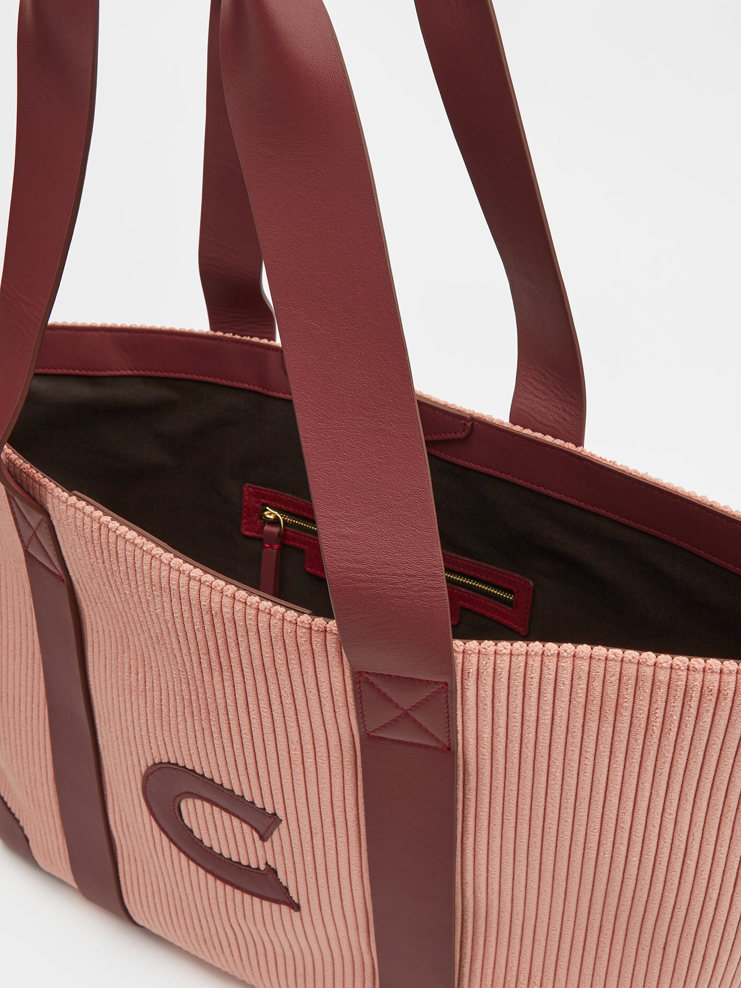 The Oversized Corduroy Tote Bag, Dusty Pink & Claret