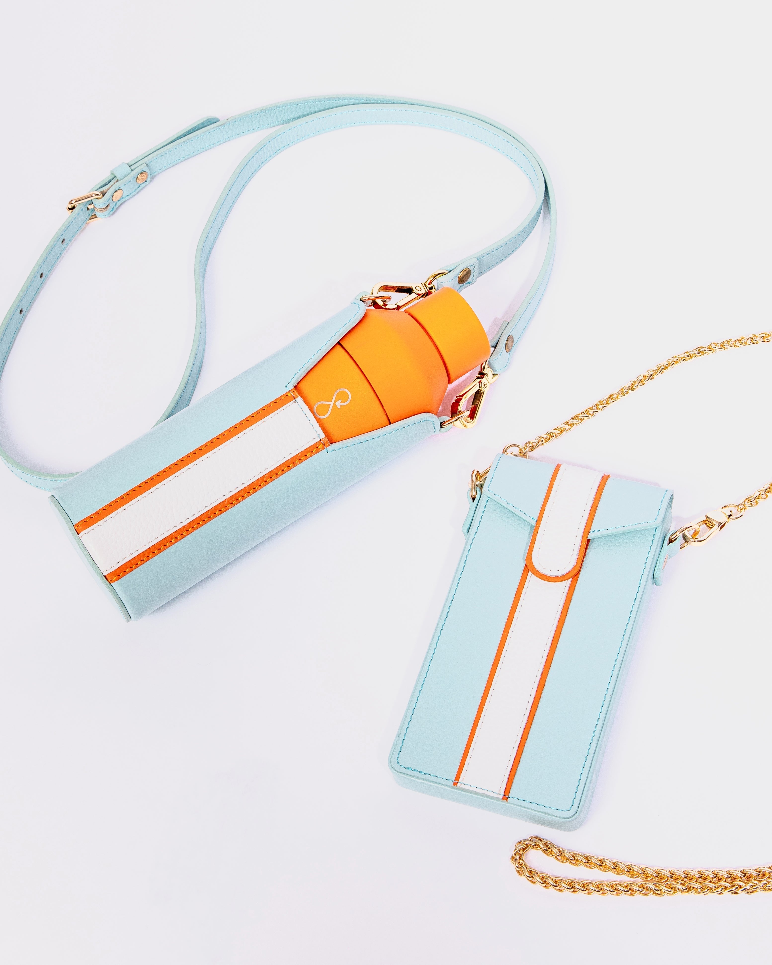 The Phone Pouch, Baby Blue & Orange