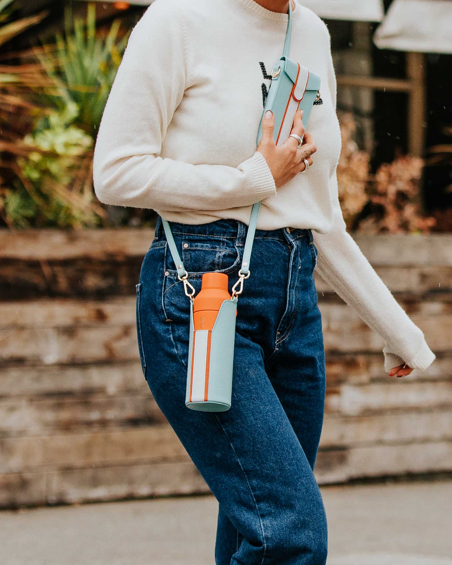 The Phone Pouch, Baby Blue & Orange