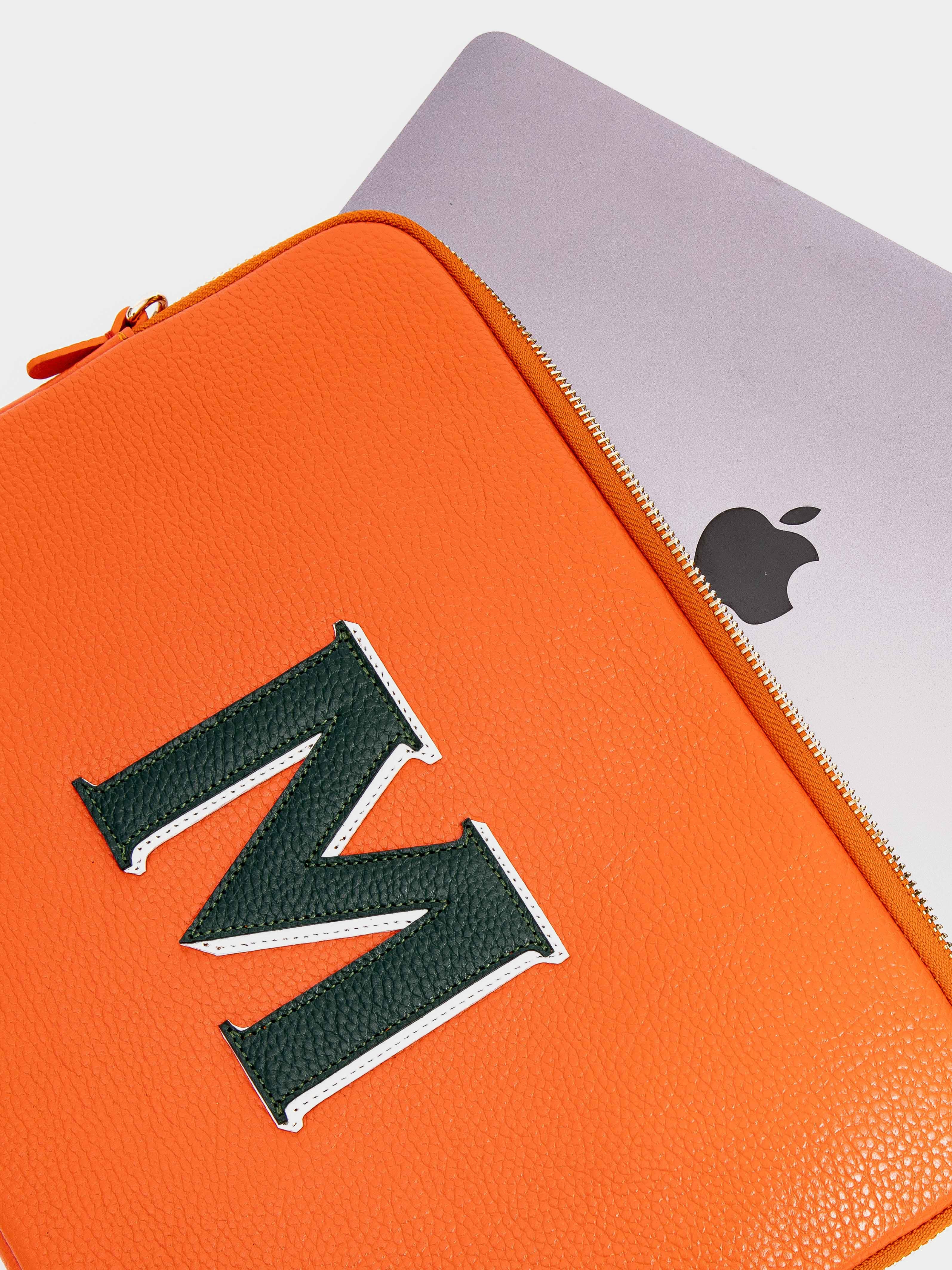 Letter 'G" The Laptop Case, Orange & Dark Green