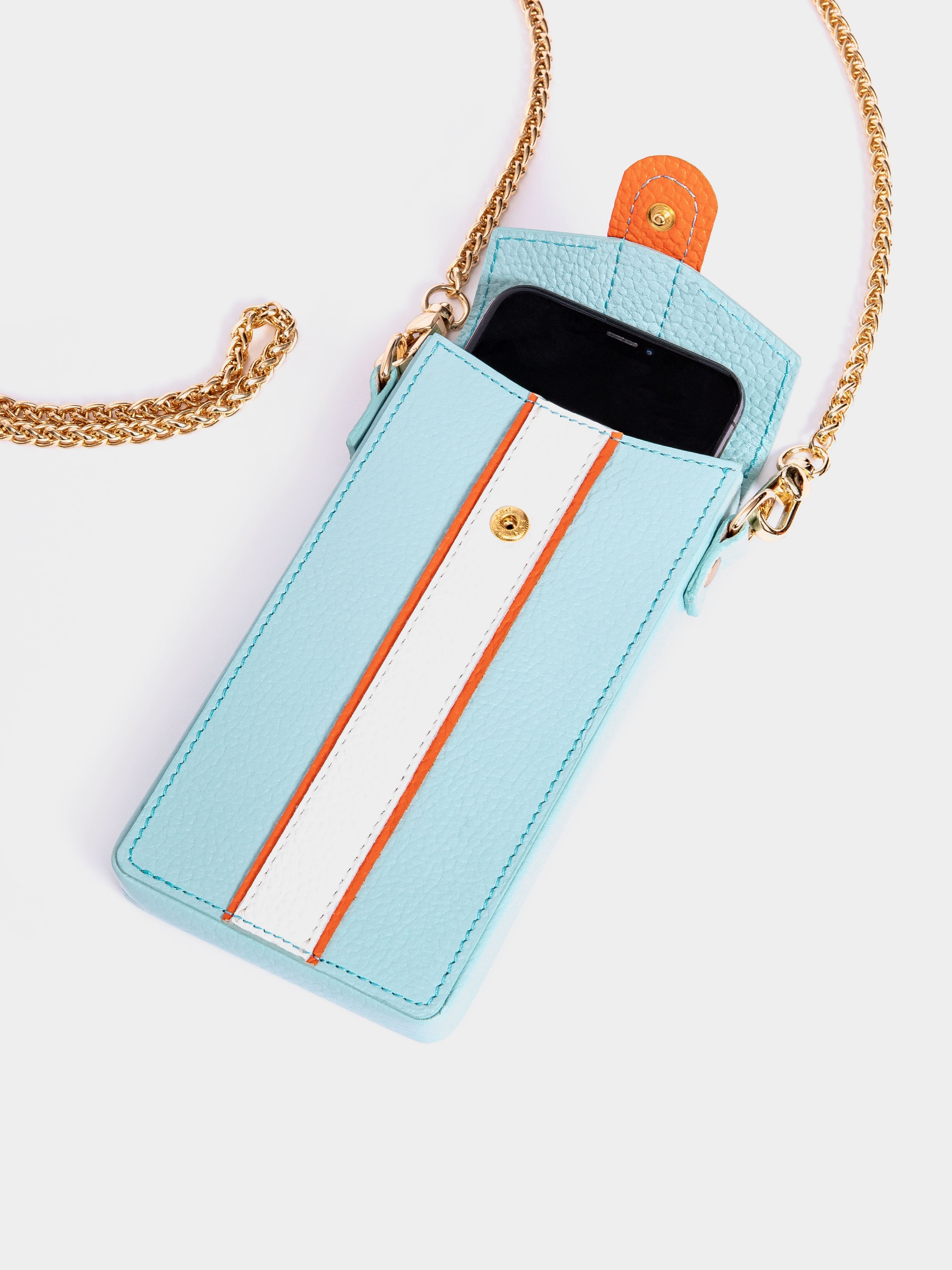 The Phone Pouch, Baby Blue & Orange