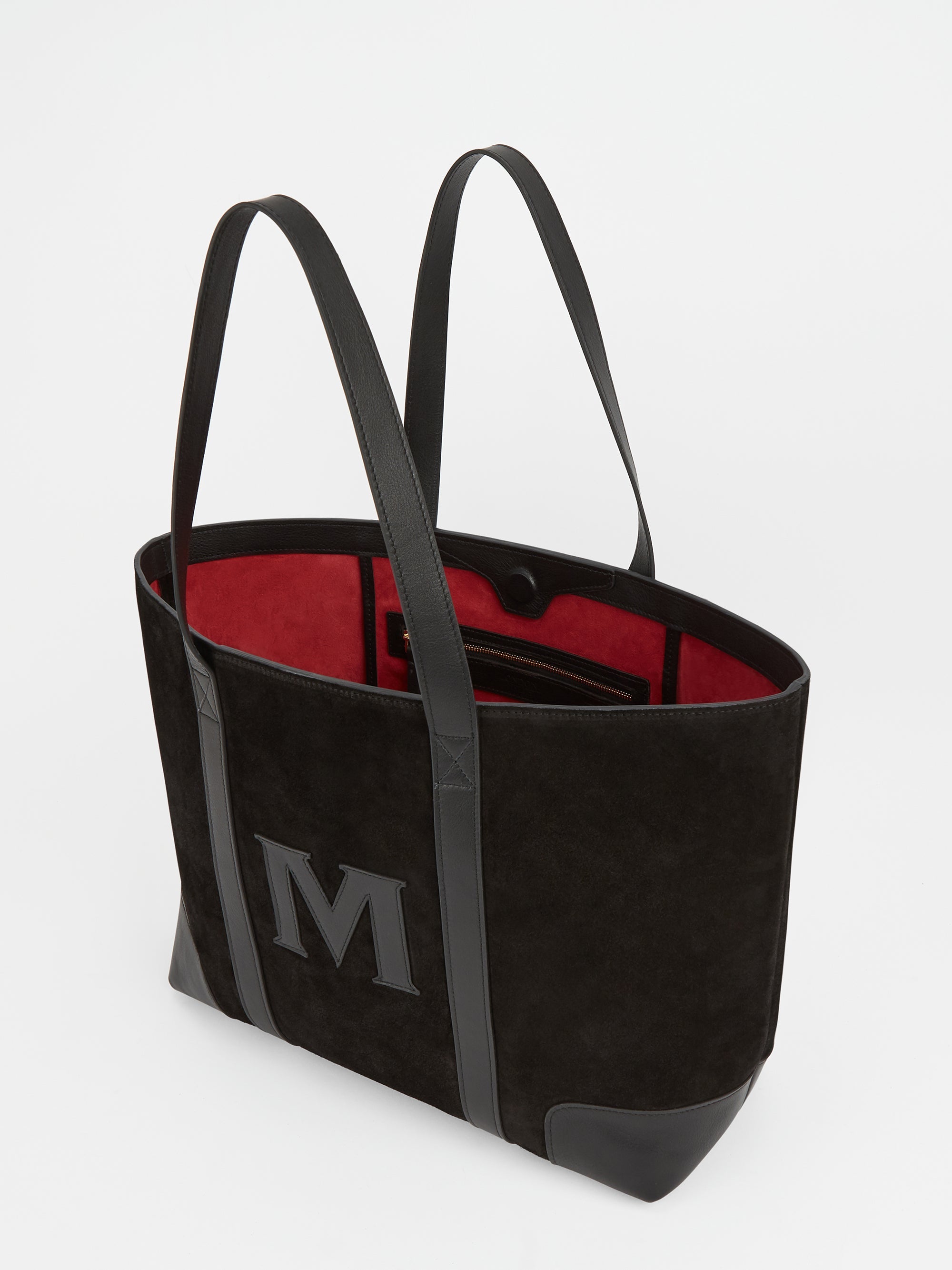 Letter 'M' - The Suede Tote Bag, Black