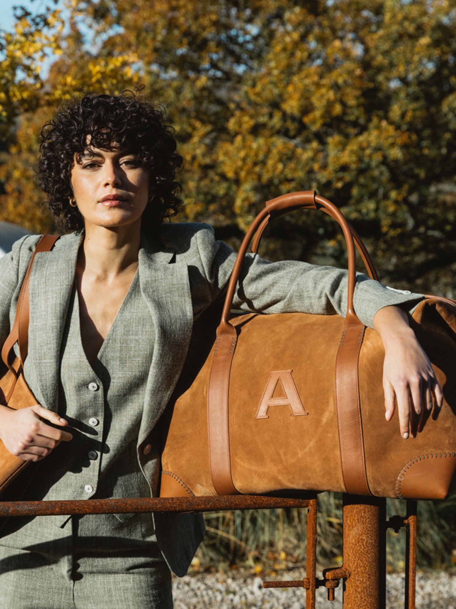 The Suede Weekend Bag: Tan