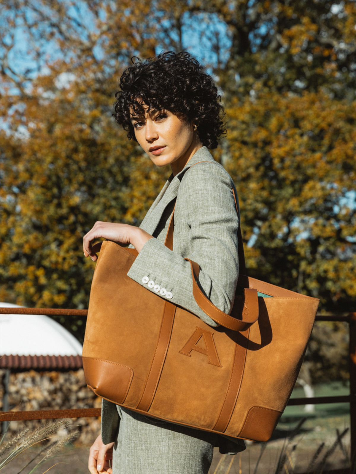 The Suede Tote Bag, Tan
