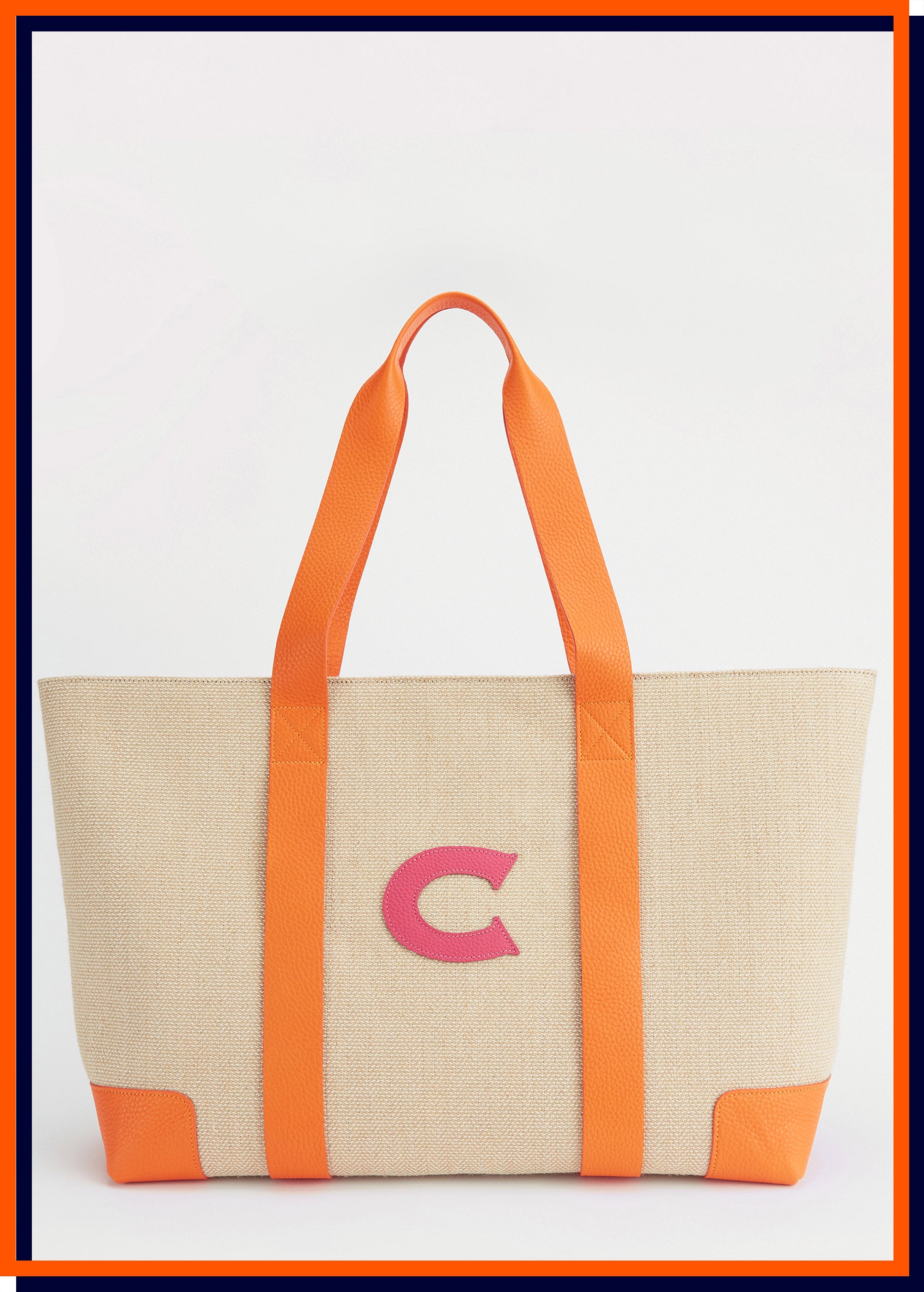 Letter 'C' The Luxe Beach Bag, Citrus Orange