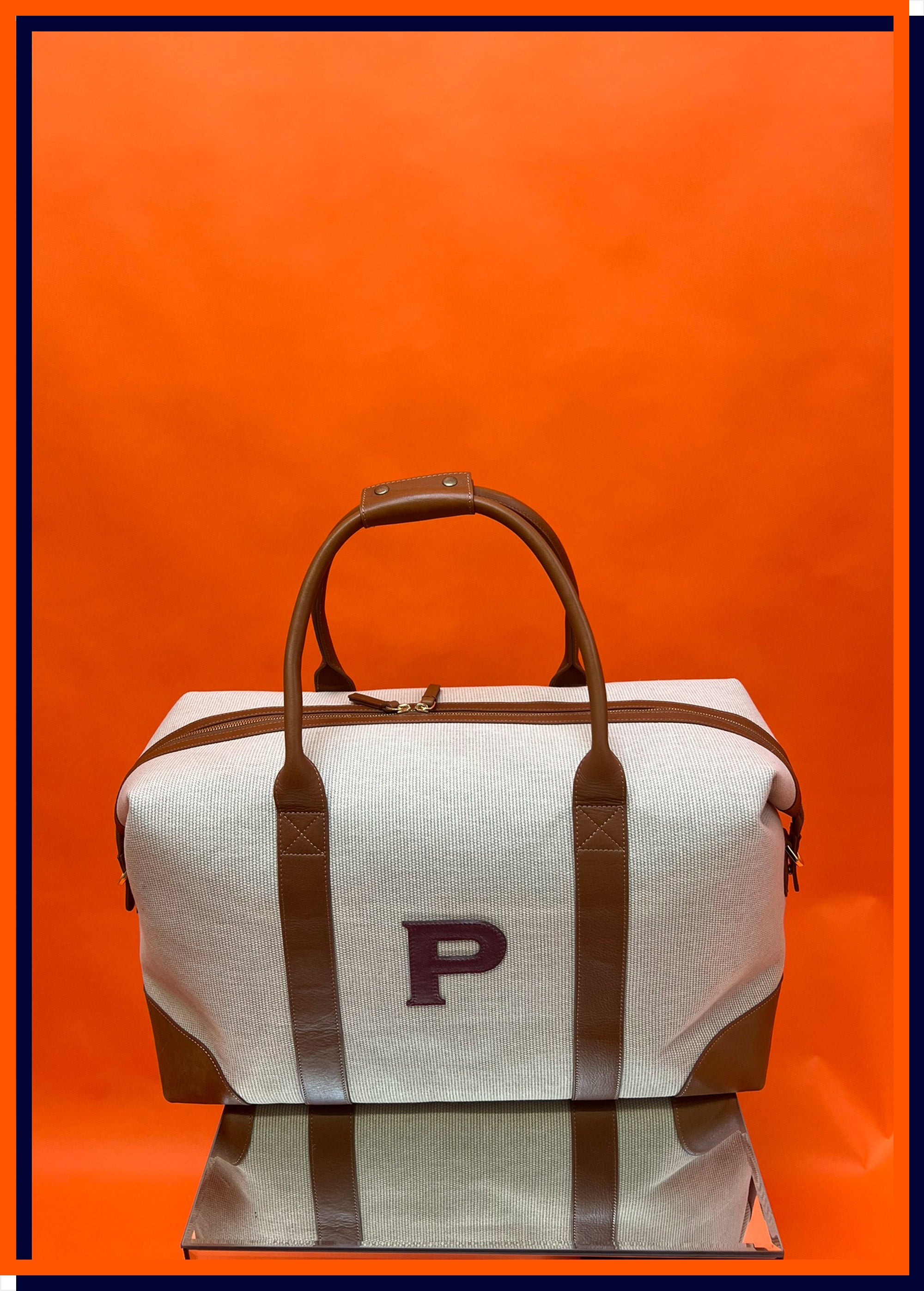 Letter 'P' The Weekend Bag, Cream & Claret