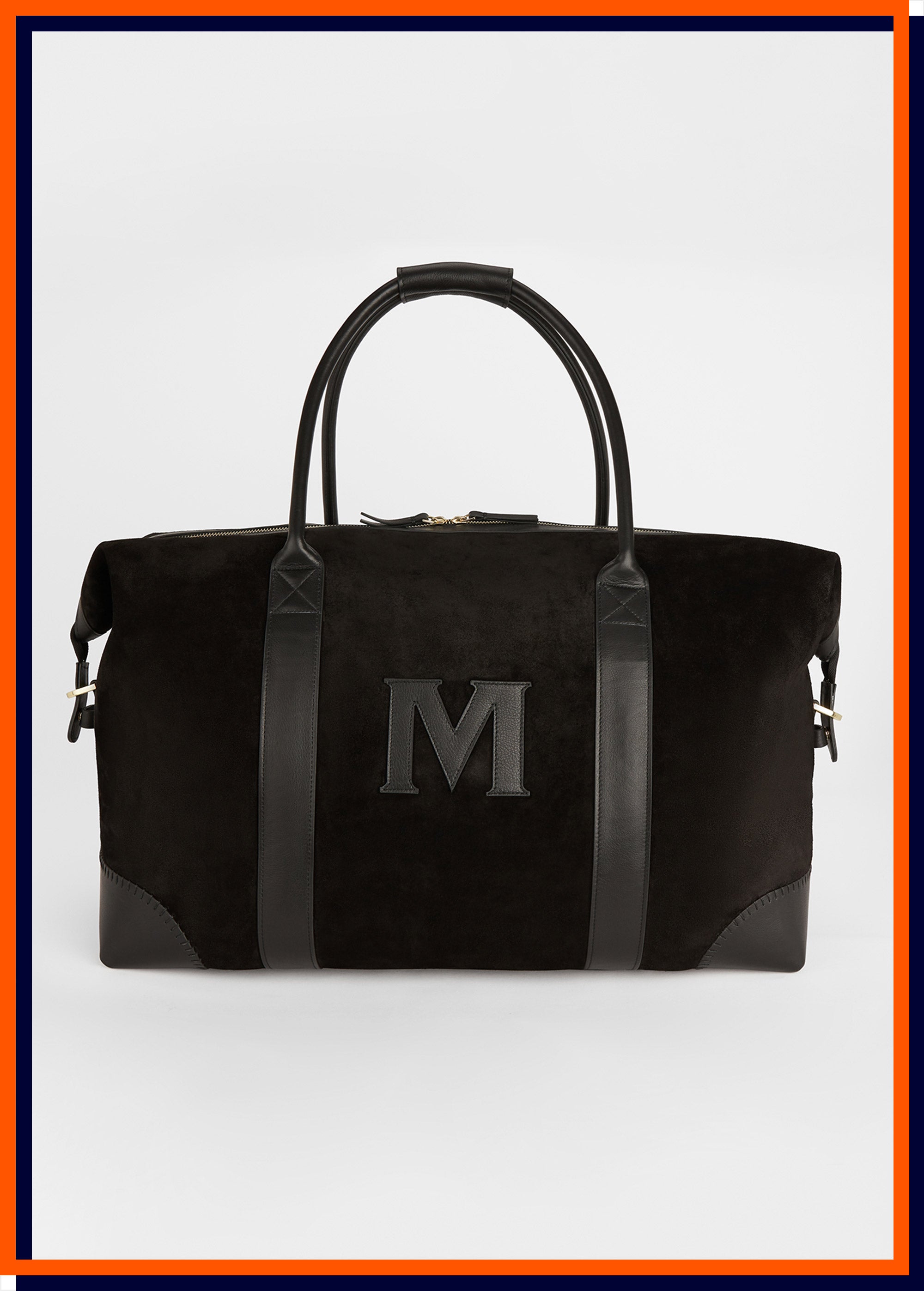 Letter 'M' The Suede Weekender: Black