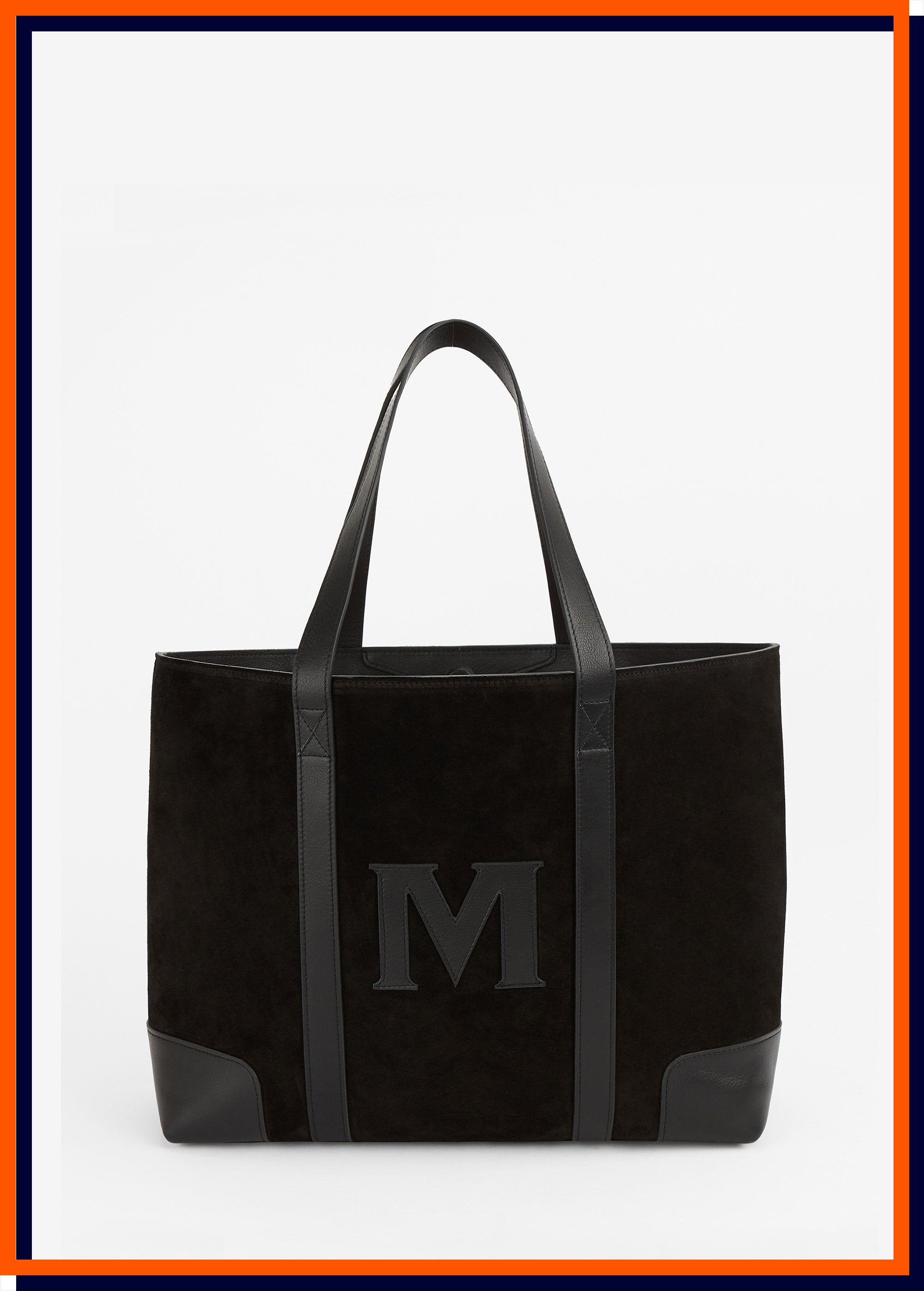 Letter 'M' - The Suede Tote Bag, Black