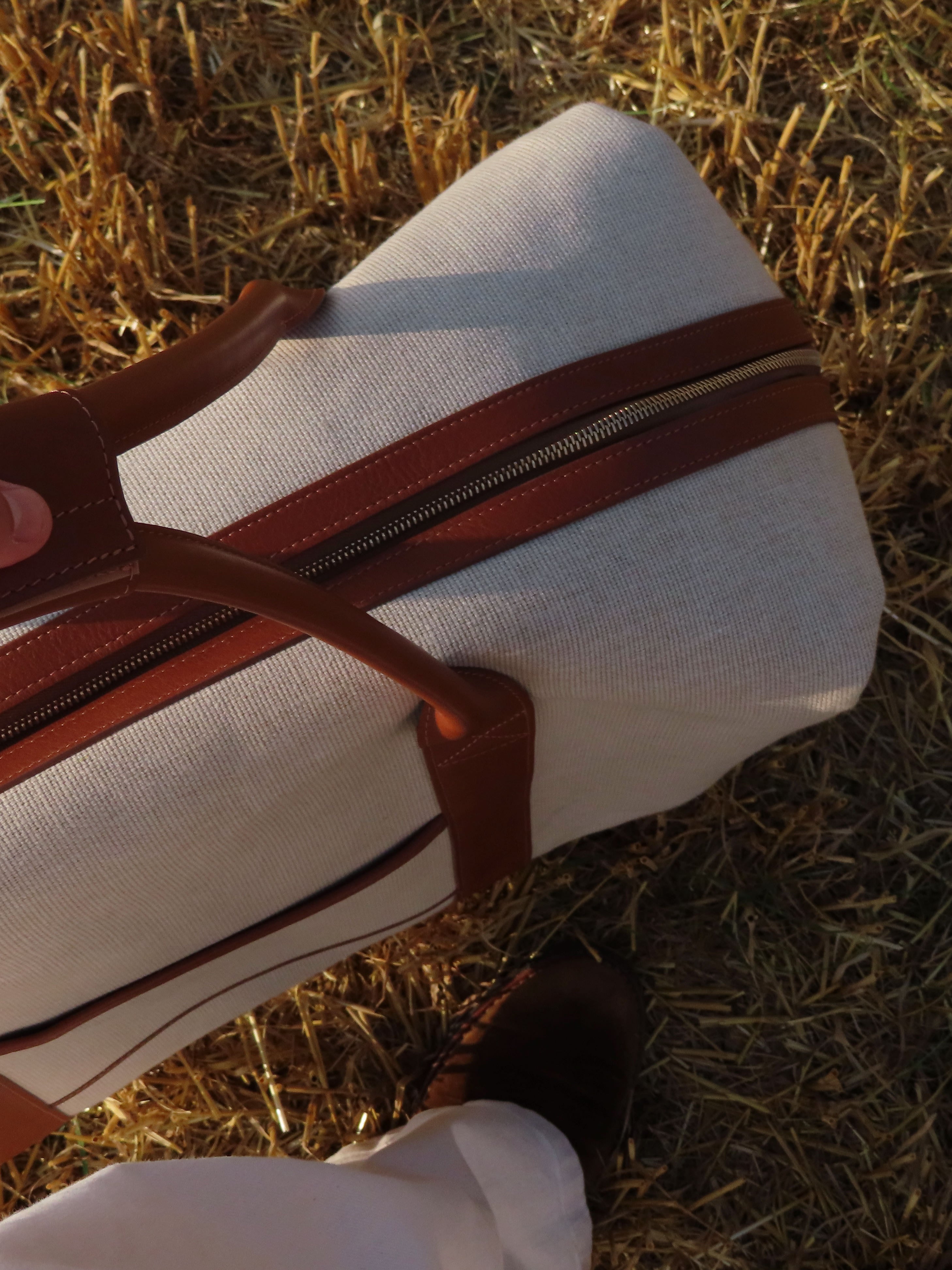 Letter 'M' The Weekend Bag, Cream & Claret
