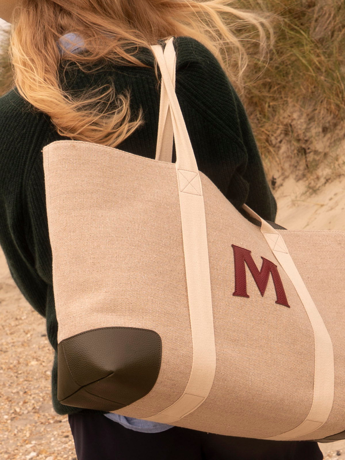 Canvas and Leather Beach Bag