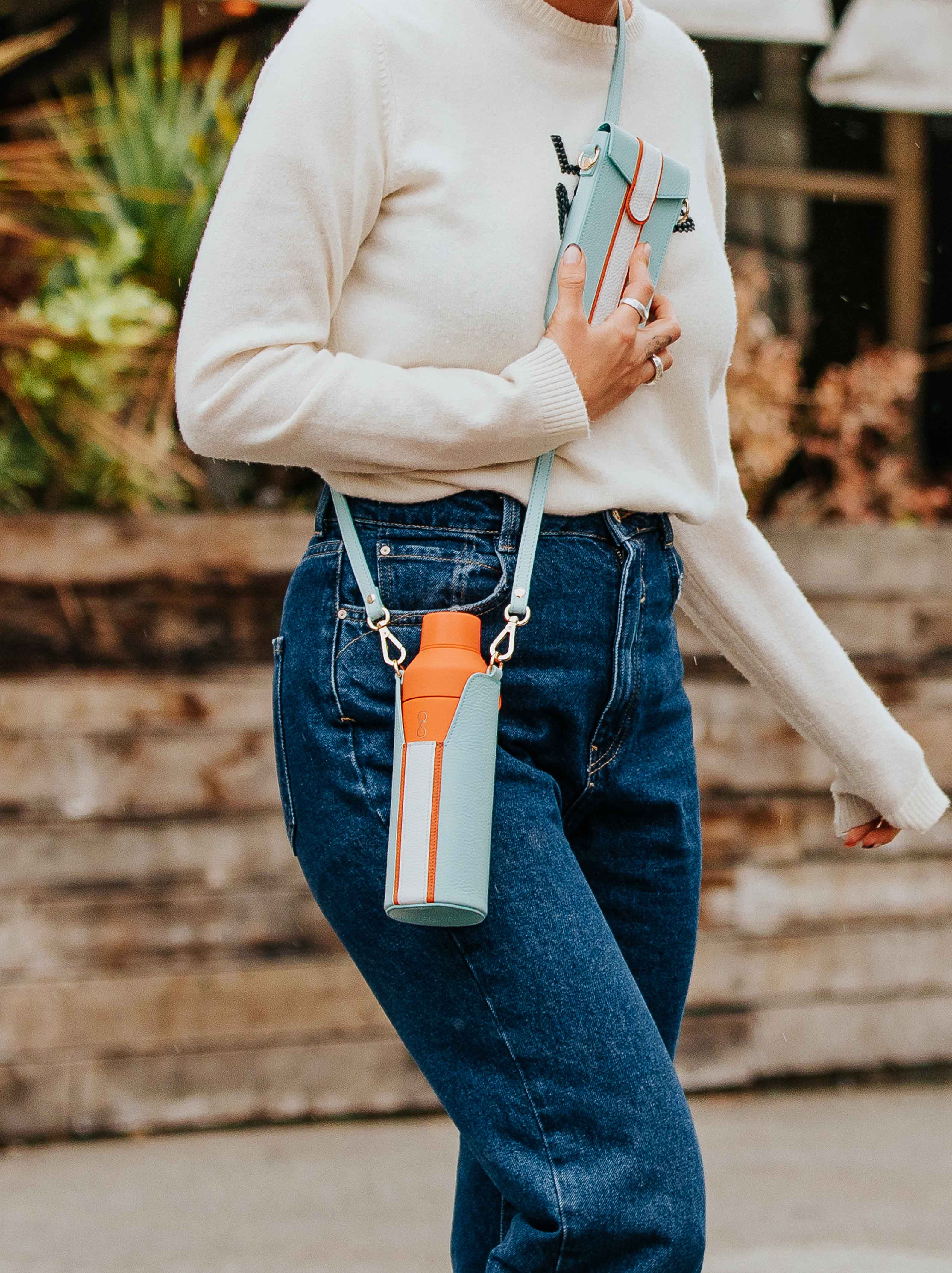 The Aqua/Orange Mobile Bottle Bag
